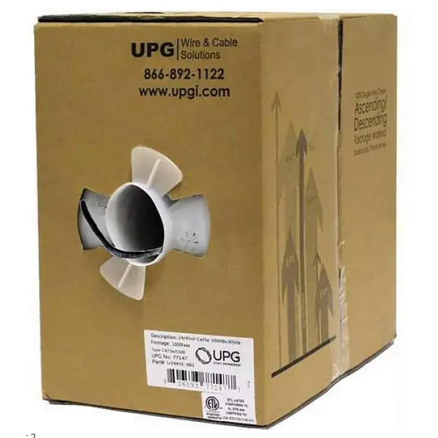 UPG - Shielded Fire Alarm and Speaker Cable, Stranded, 16AWG/2C, FPLP/CMP Fire Rated, 1000ft, Black