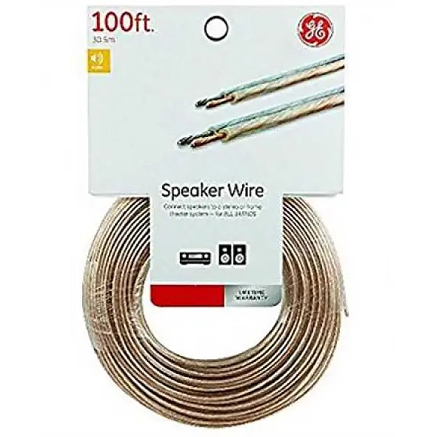 General Electric – Câble de haut-parleur à 2 conducteurs, 18 AWG, longueur de 100 pi