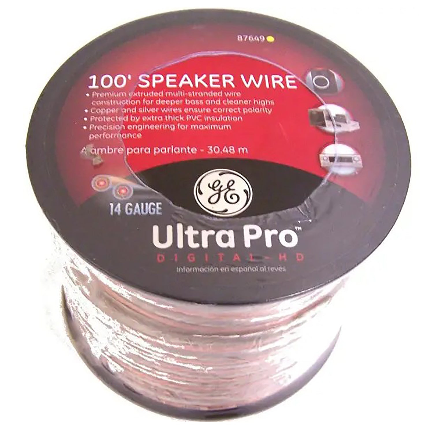 General Electric - Ultra-Pro 2-Conductor Speaker Cable, 14AWG, 100ft Length