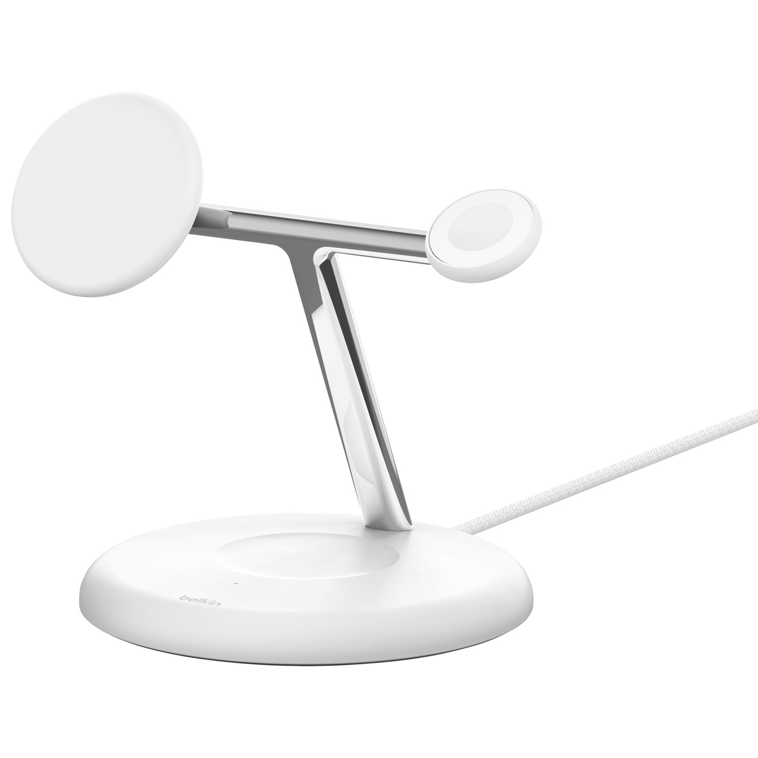 Support de chargement magnétique sans fil 3-en-1 Qi2 de 15 W BoostCharge Pro de Belkin - Blanc