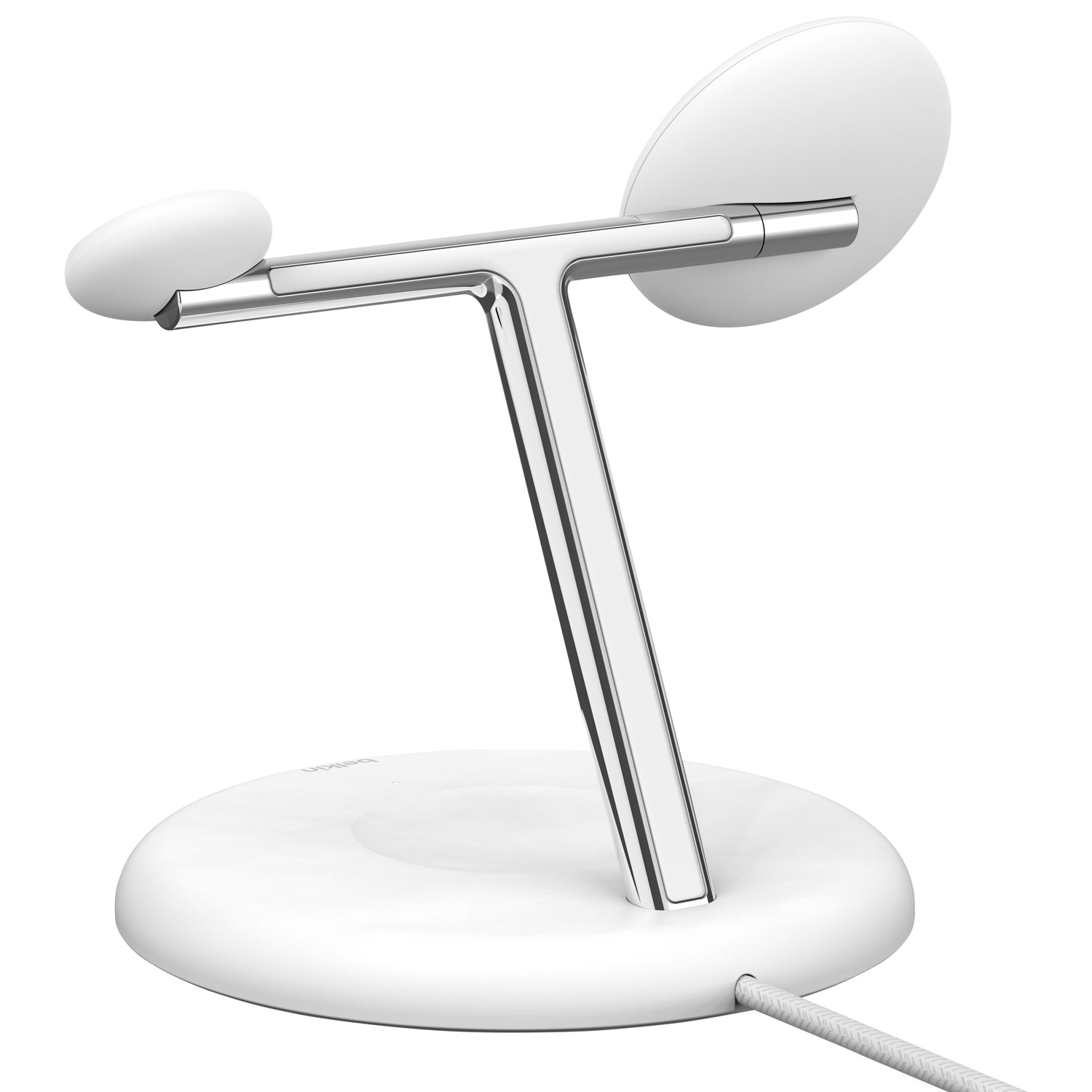 Support de chargement magnétique sans fil 3-en-1 Qi2 de 15 W BoostCharge Pro de Belkin - Blanc
