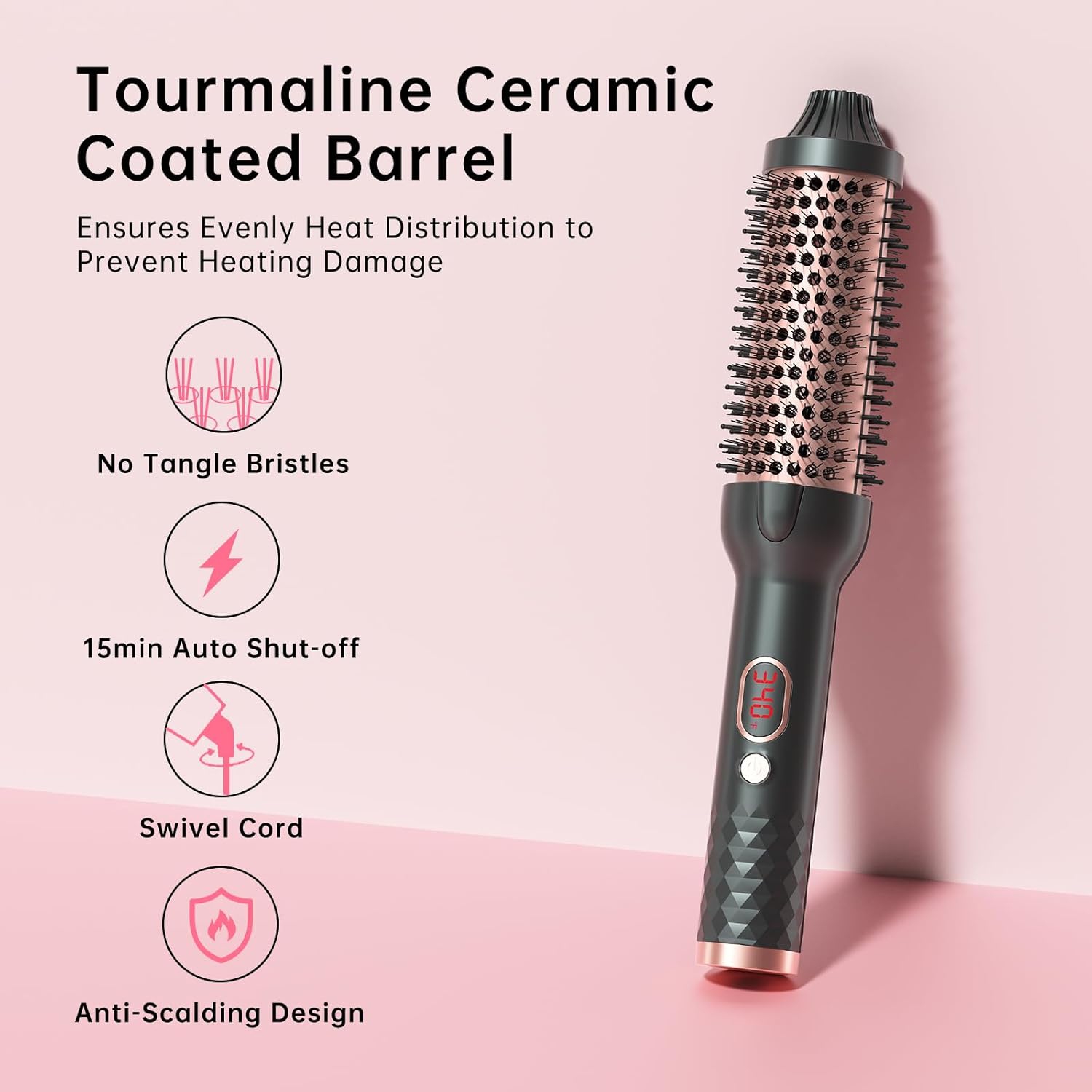 Thermal Brush for Blowout Look,1.5Inch Negative Ion Heated Round Brush,Hair Curling Brush for Curl,Fast Heating Curling Iron