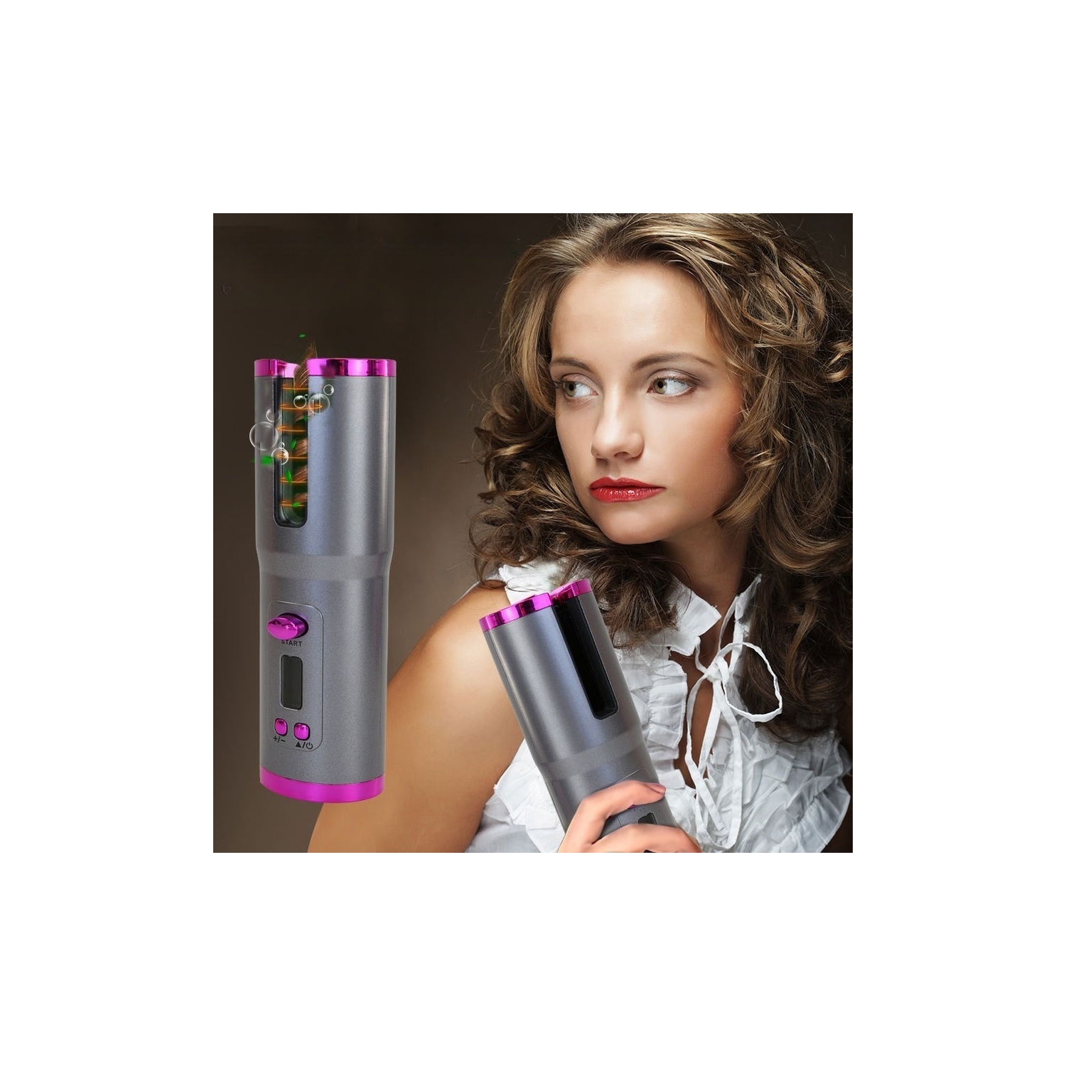 Cordless Automatic Hair Curler Auto Curling Iron Wireless Portable Curling Rotating Wand for Hair Styling