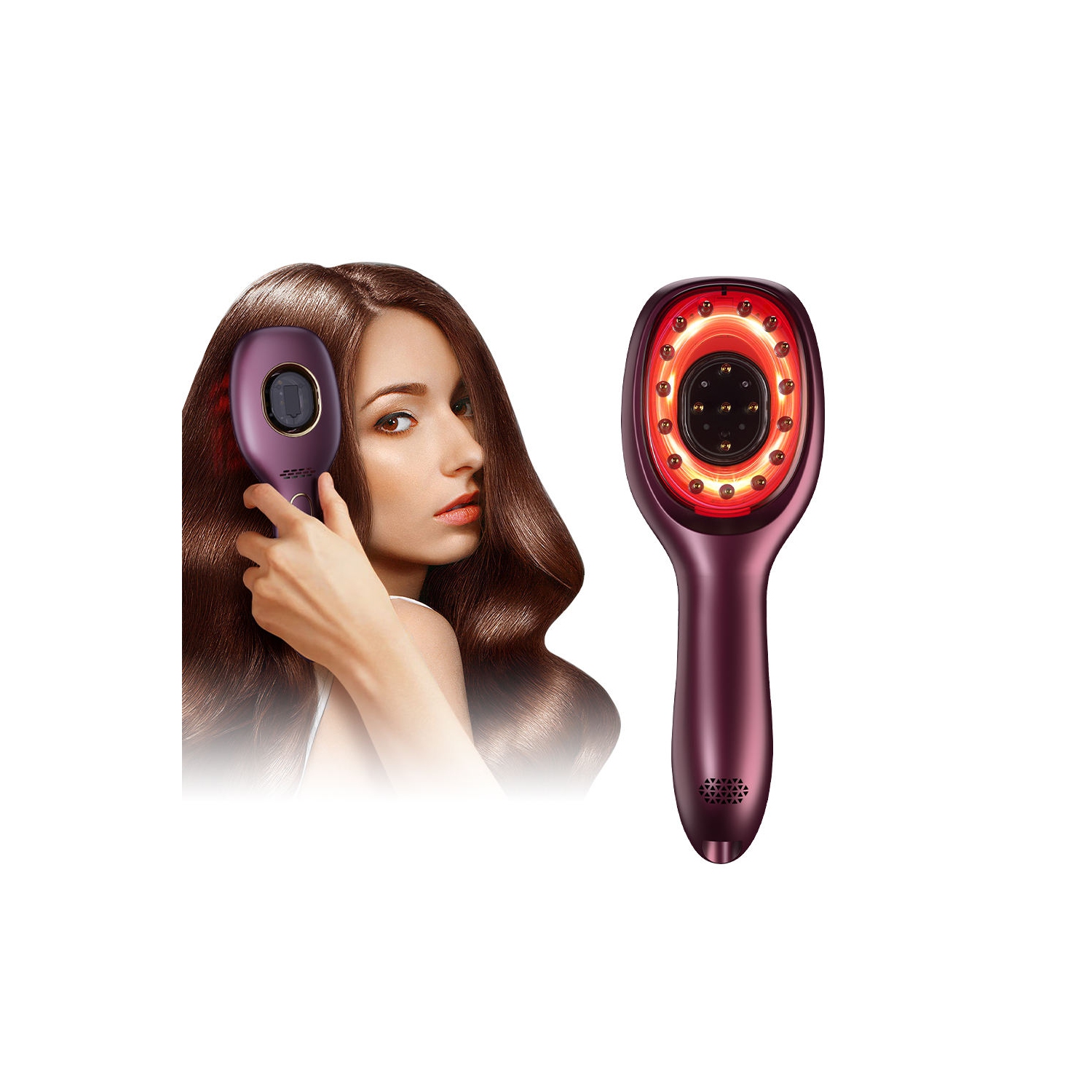 Peigne de croissance des cheveux de Light Therapy, peigne de massage électrique pour le repousse des cheveux, brosse de massage électrique à lumière