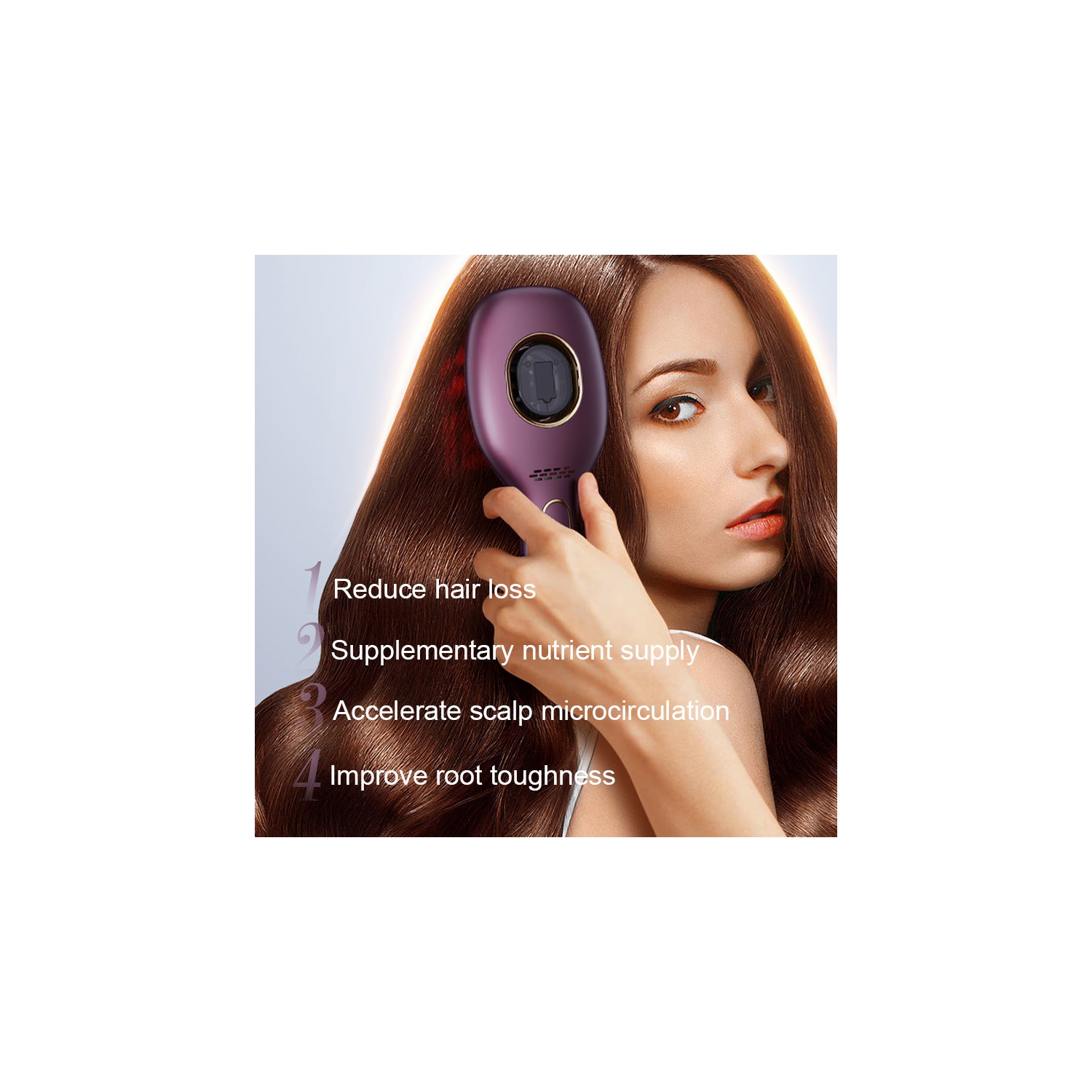 Peigne de croissance des cheveux de Light Therapy, peigne de massage électrique pour le repousse des cheveux, brosse de massage électrique à lumière