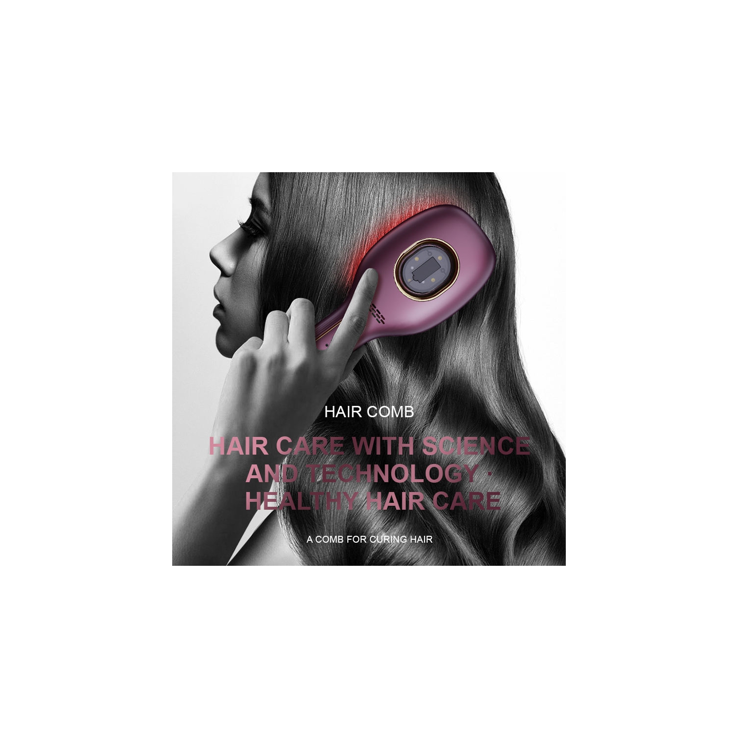 Peigne de croissance des cheveux de Light Therapy, peigne de massage électrique pour le repousse des cheveux, brosse de massage électrique à lumière