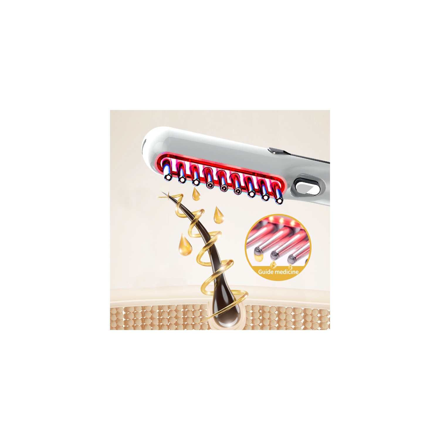 Peigne de croissance pour les cheveux Red Light, peigne anti-perte de cheveux pour les mollets, peigne de massage pour le cuir chevelu, brosse de