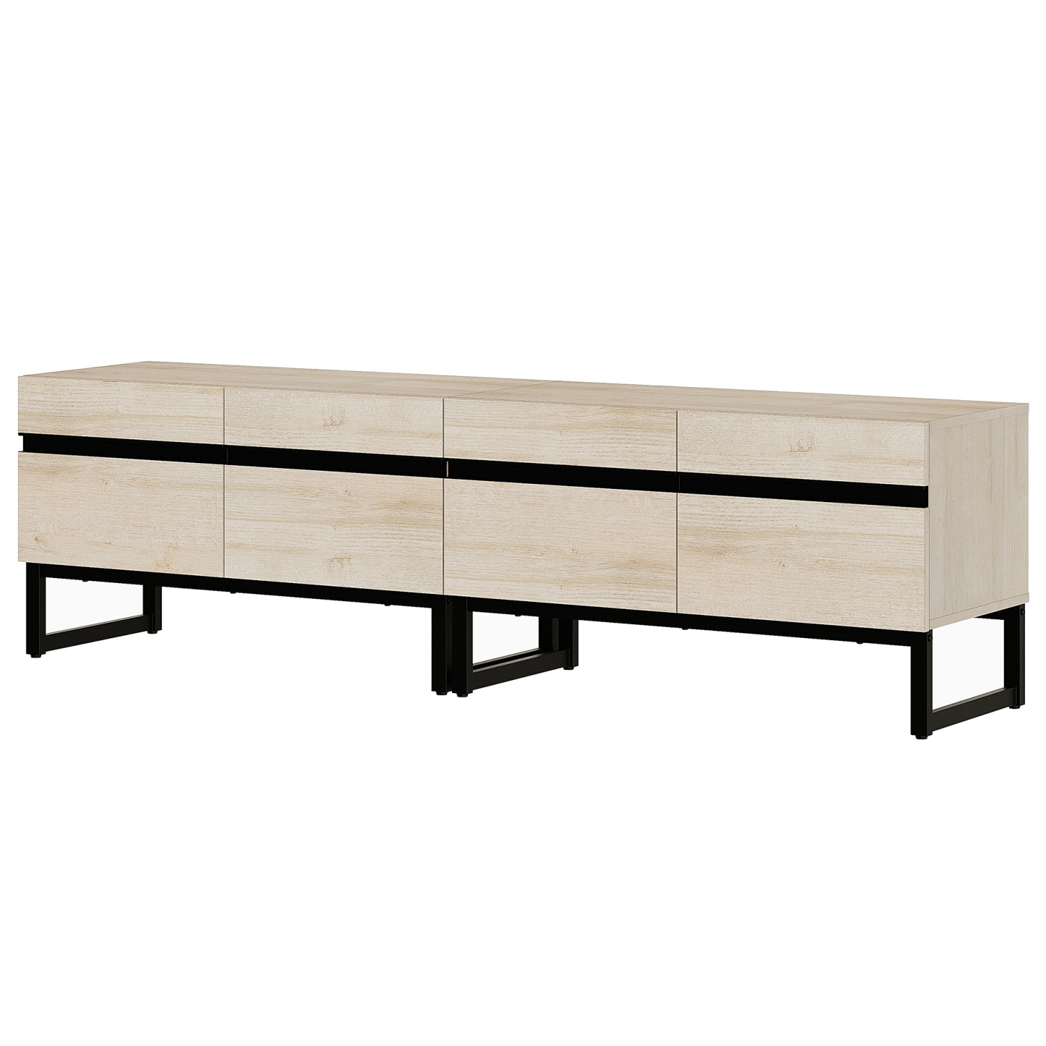 WAMPAT Modern TV Stand for TVs up to 75 inch, 2 in 1 Entertainment Center TV Console with Storage Cabinets and Metal Base,Media Console for Living