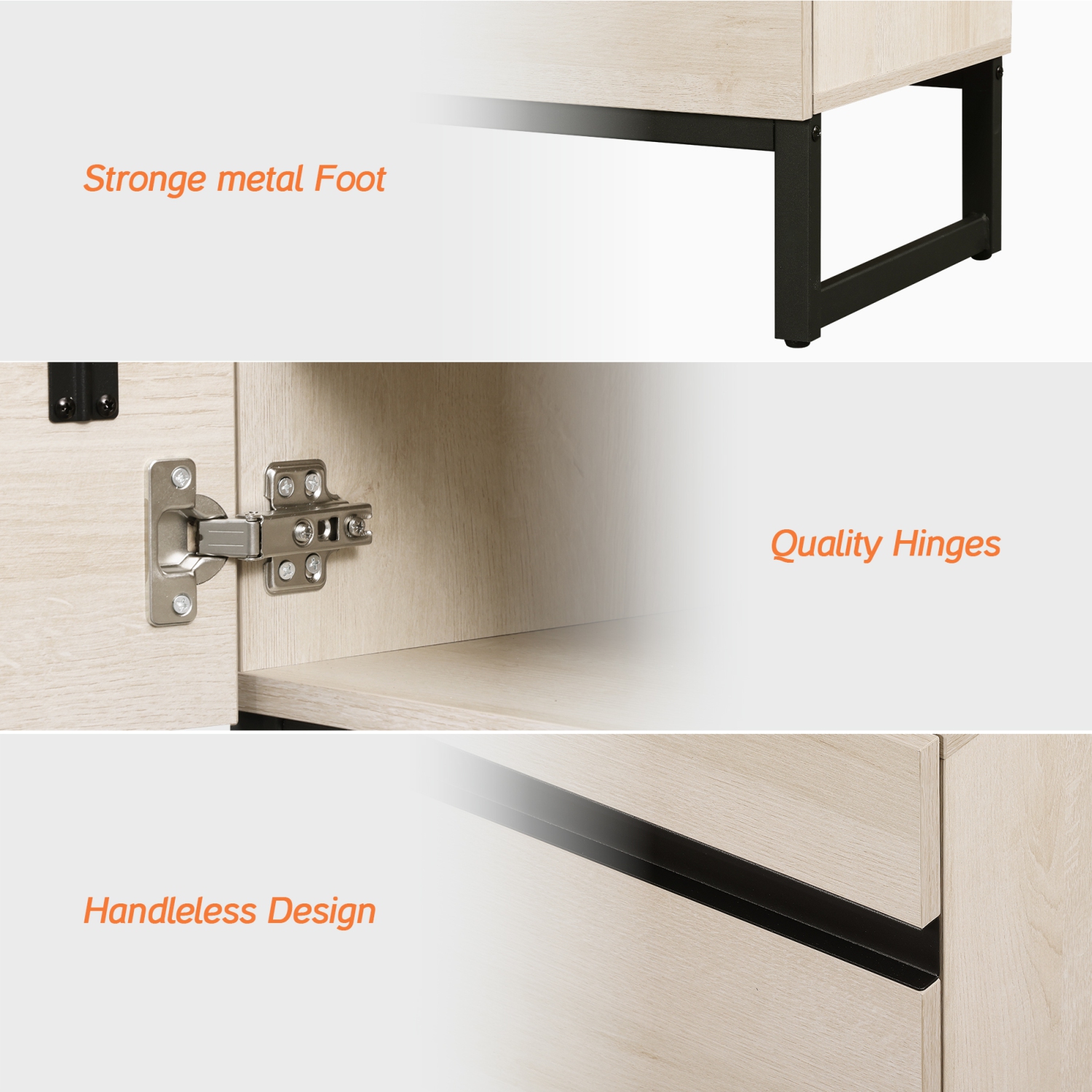 Meuble pour téléviseur moderne WAMPAT pour téléviseurs jusqu'à 110 po, meuble pour téléviseur 3 en 1 avec armoires de rangement et base en