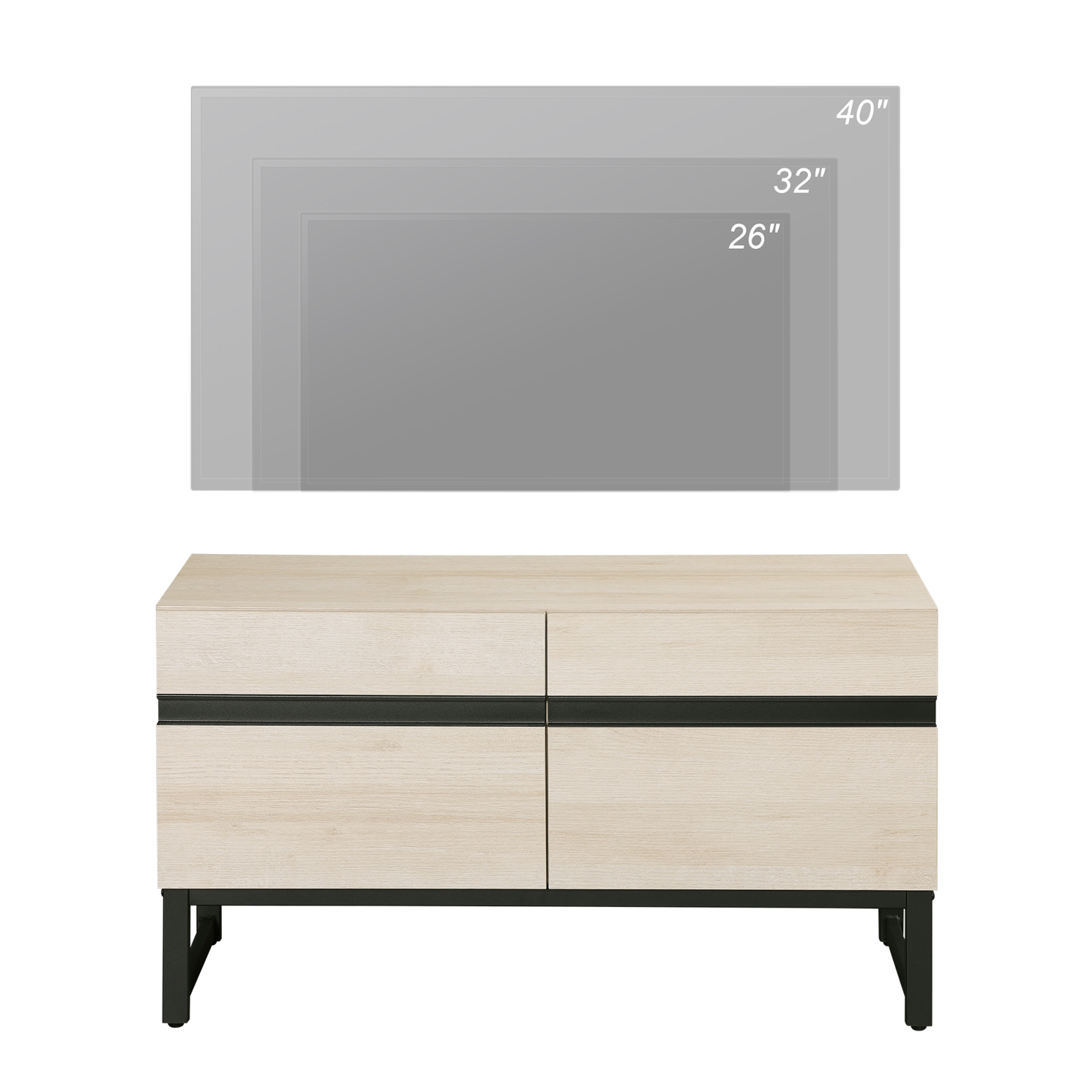 WAMPAT Modern TV Stand for TVs up to 50 inch, TV Entertainment Center Console Table with Storage Cabinet, Wood Media Console for Living Room,Light Oak