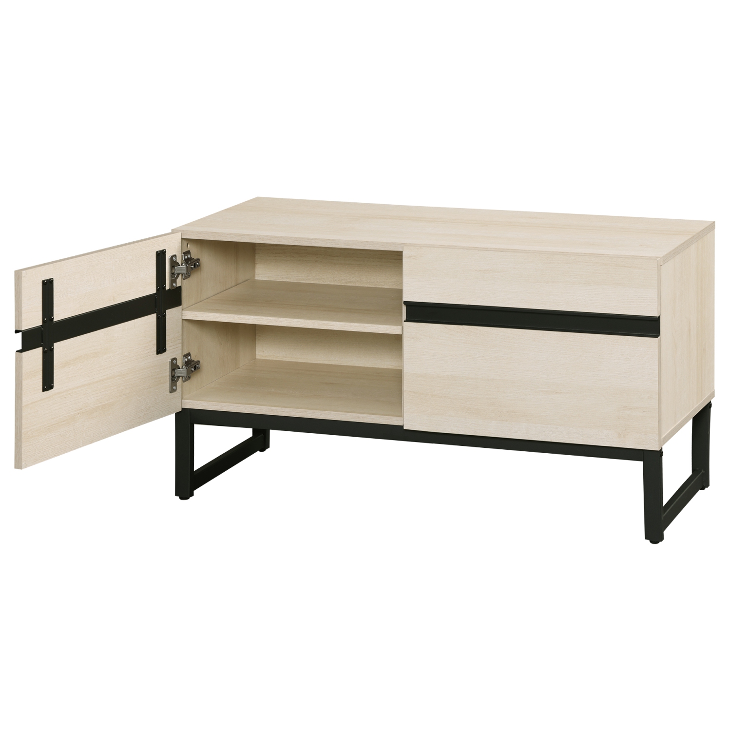 WAMPAT Modern TV Stand for TVs up to 50 inch, TV Entertainment Center Console Table with Storage Cabinet, Wood Media Console for Living Room,Light Oak