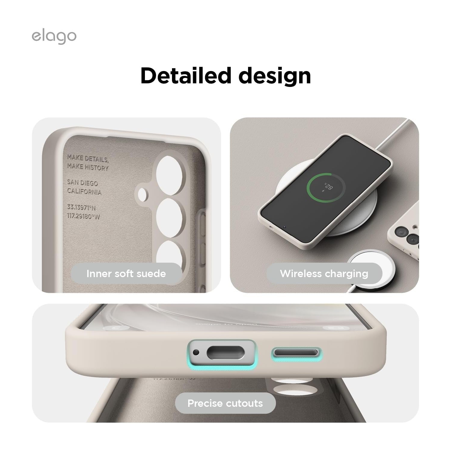 Elago compatible avec Samsung Galaxy S25, étui en silicone liquide, antichoc, étui mince pour téléphone, doublure douce en microfibre antirayure,