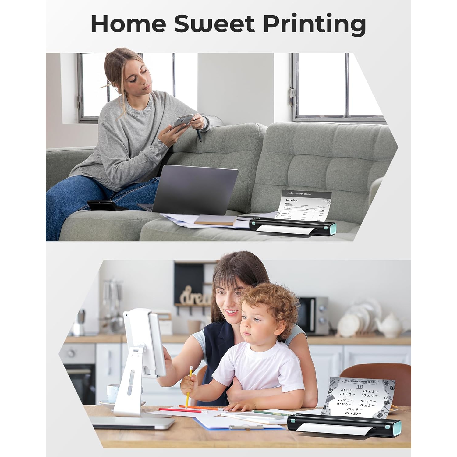 Imprimante thermique portative sans fil M08F de Phomemo pour les voyages - Imprimante compacte Bluetooth prenant en charge le papier thermique 8,5 x