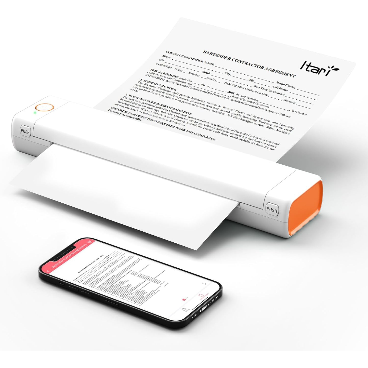 Phomemo Thermal Portable Printer M08F Wireless for Travel - Bluetooth Compact Printer Support 8.5" X 11" Thermal Paper