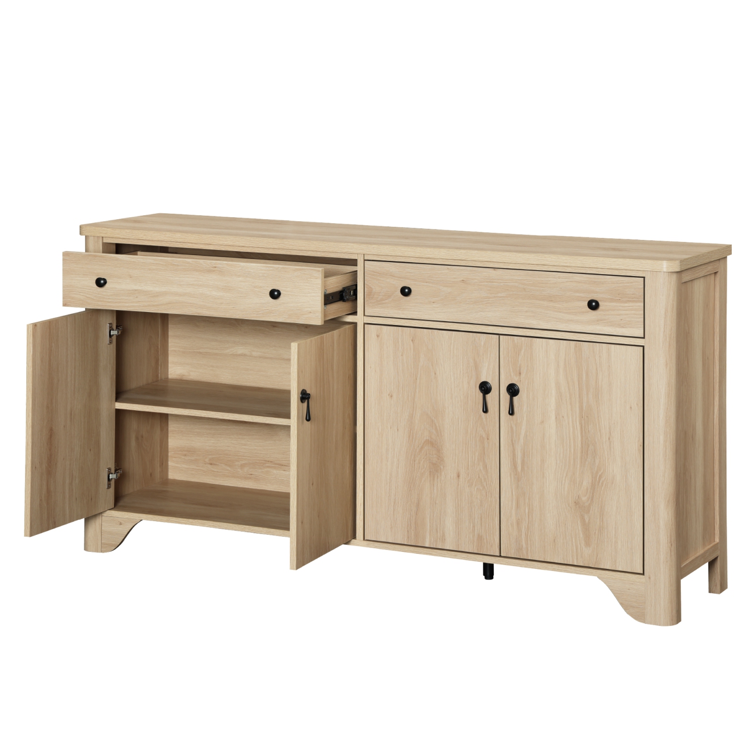 WAMPAT Sideboard Buffet Cabinet with Storage - 59" Large Farmhouse Buffet Cabinet with 2 Drawers and 4 Doors,Coffee Bar Storage Kitchen Cabinet