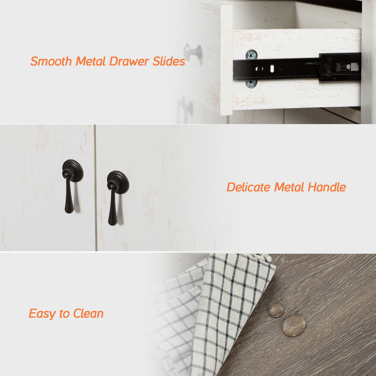 Buffet avec rangement WAMPAT - Grande armoire de 59 po avec 2 tiroirs et 4 portes, Buffet de bar pour salle à manger