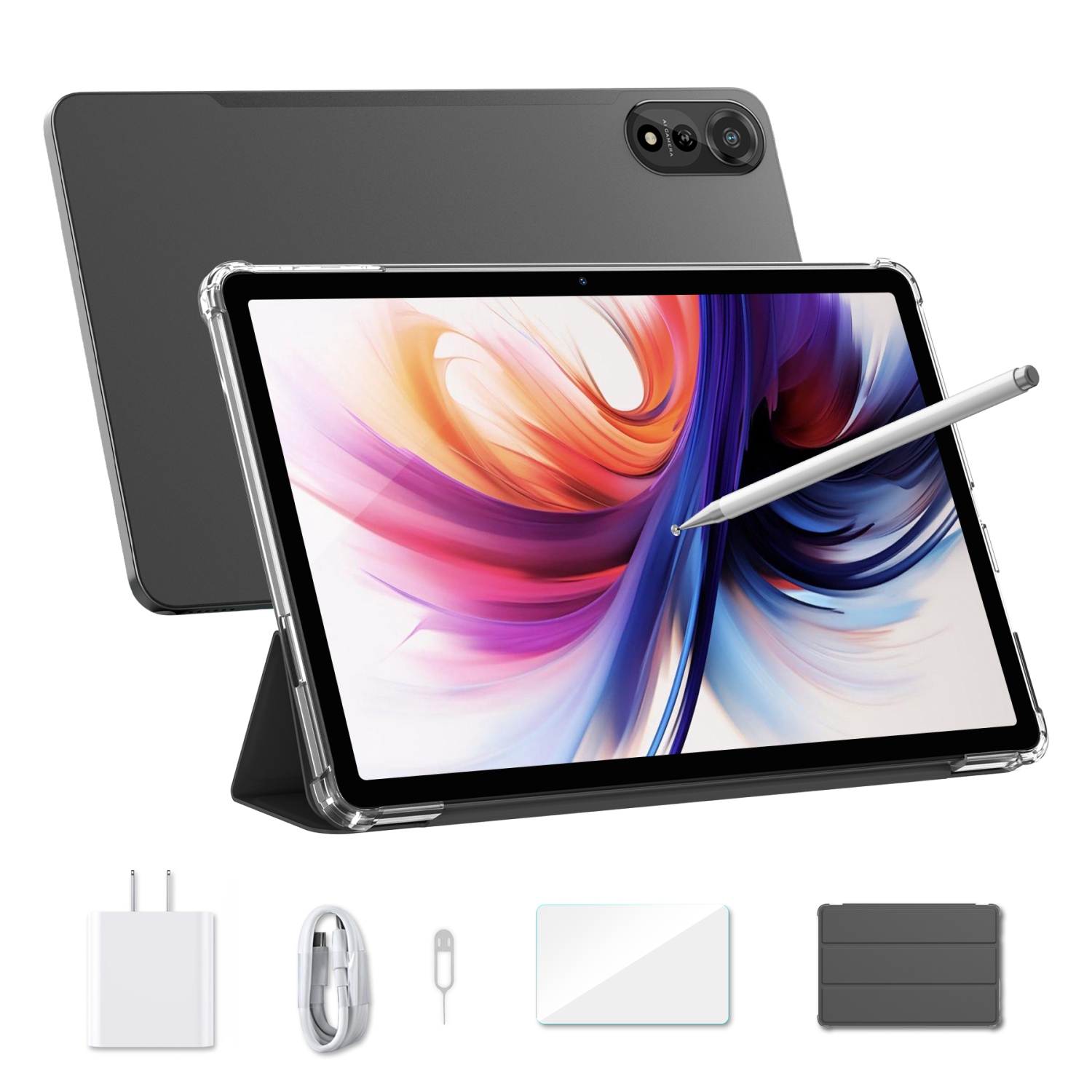 Blackview Mega2 Android 15 Tablet 2025, 12" Android Tablet with FHD+2K Display, 24GB RAM + 256GB ROM, 9000mAh, Gaming Tablet with Pen &Case,