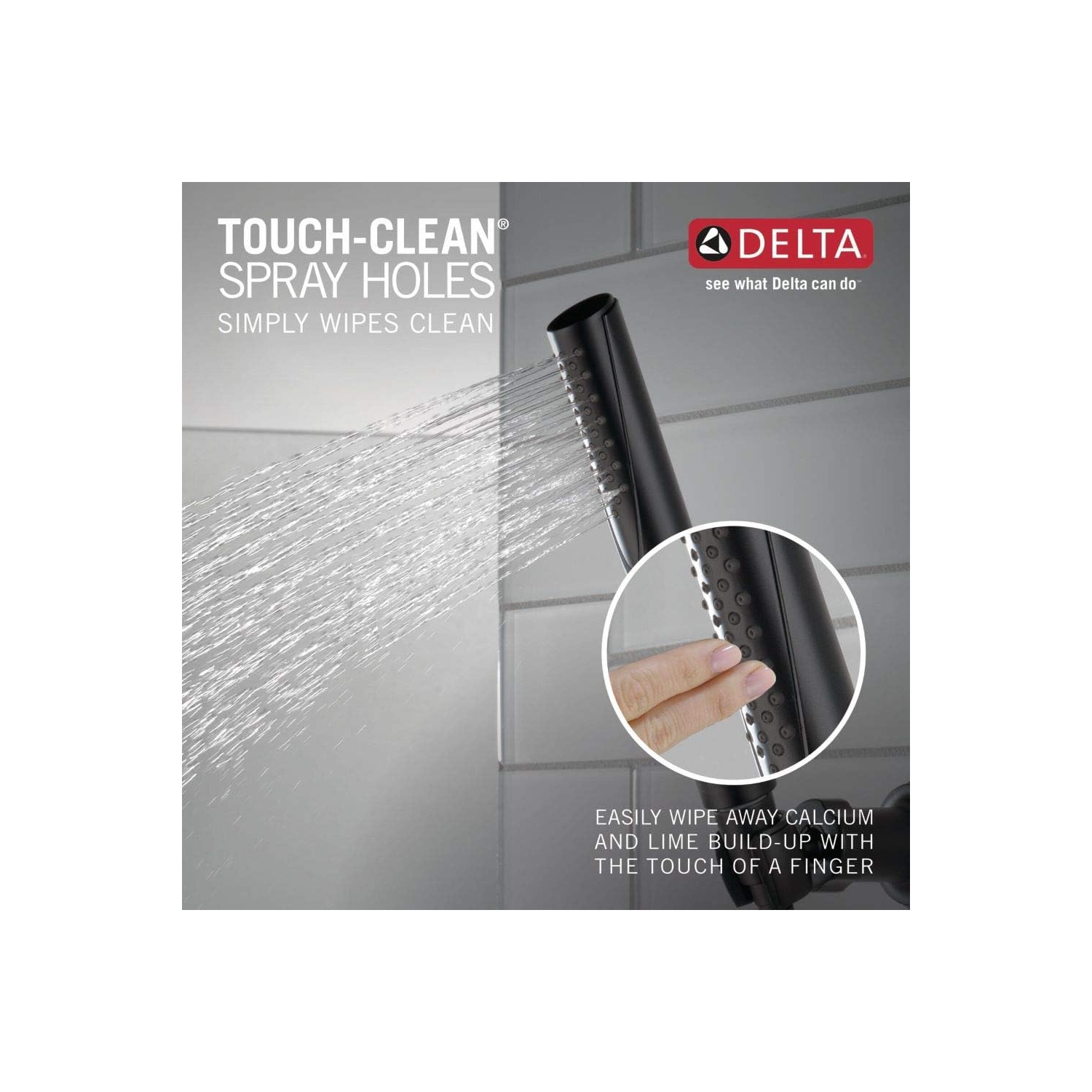 Delta Faucet Trinsic Single Spray Wall-Mount Hand Shower, Hand Held Shower with Hose, Black Handheld Shower Head