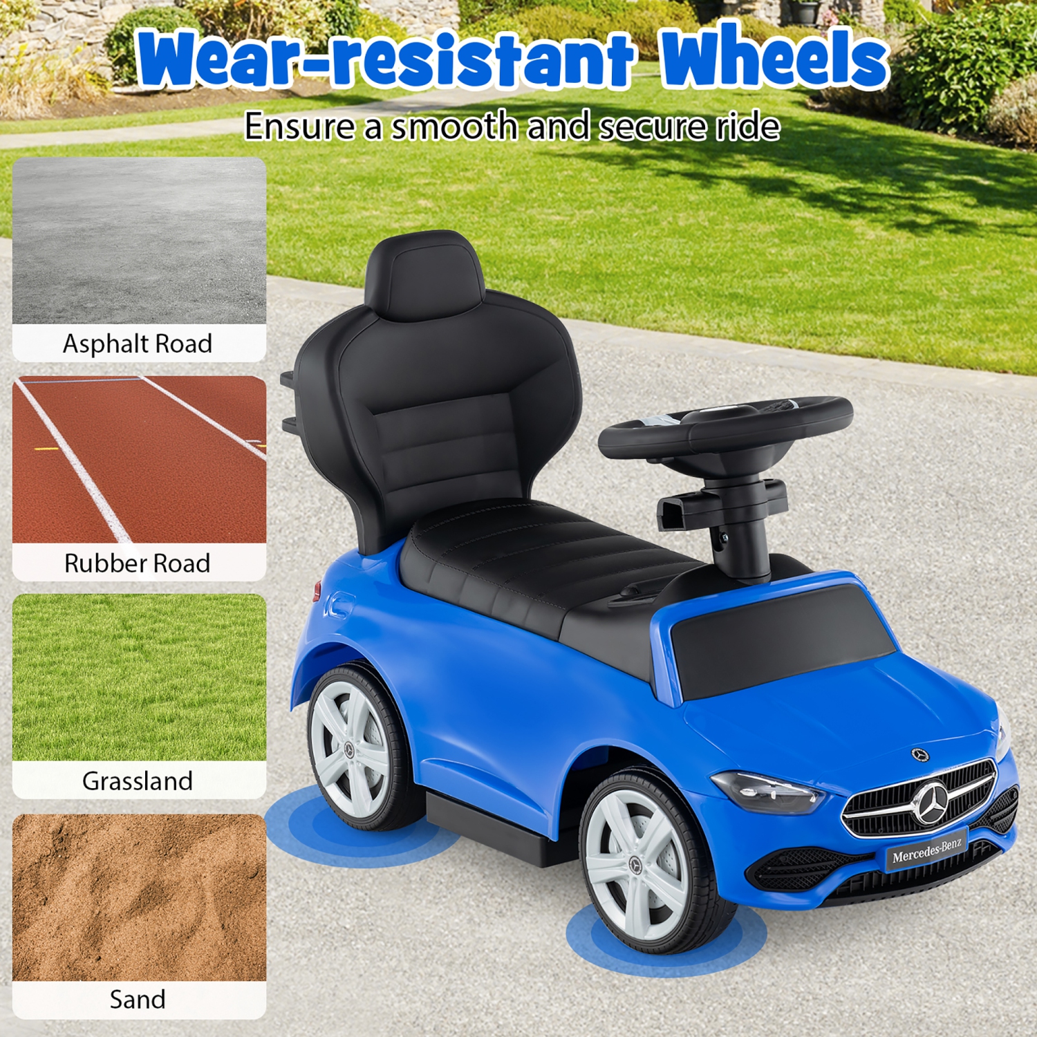 Gymax 3-in-1 Toddler Push Car w/Adjustable Canopy Under Seat Storage Realistic Sounds