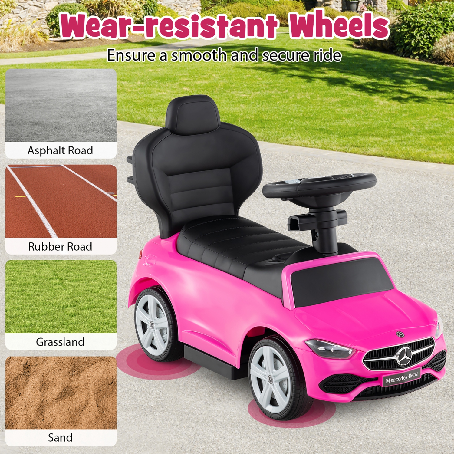 Gymax 3-in-1 Toddler Push Car w/Adjustable Canopy Under Seat Storage Realistic Sounds