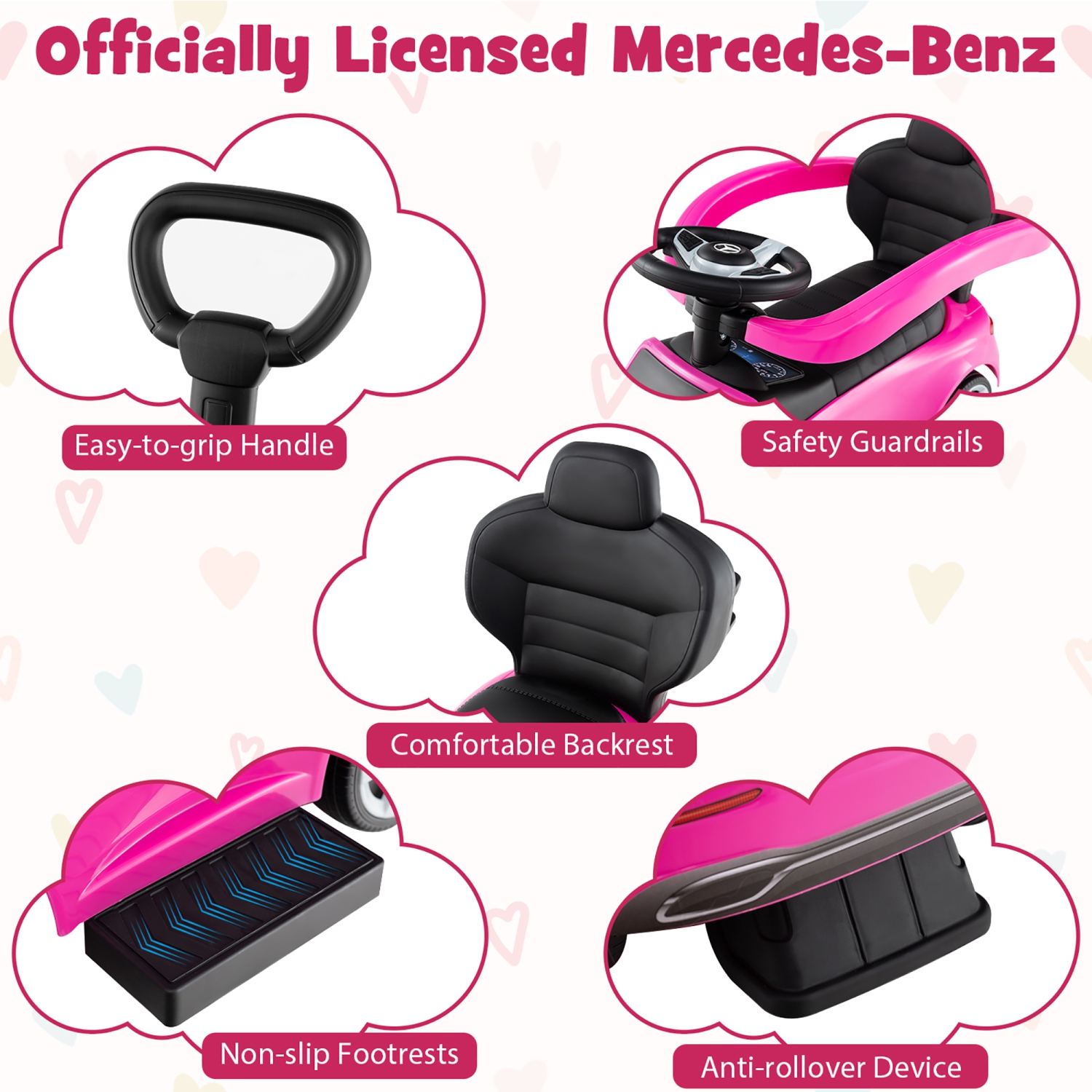 Gymax 3-in-1 Toddler Push Car w/Adjustable Canopy Under Seat Storage Realistic Sounds