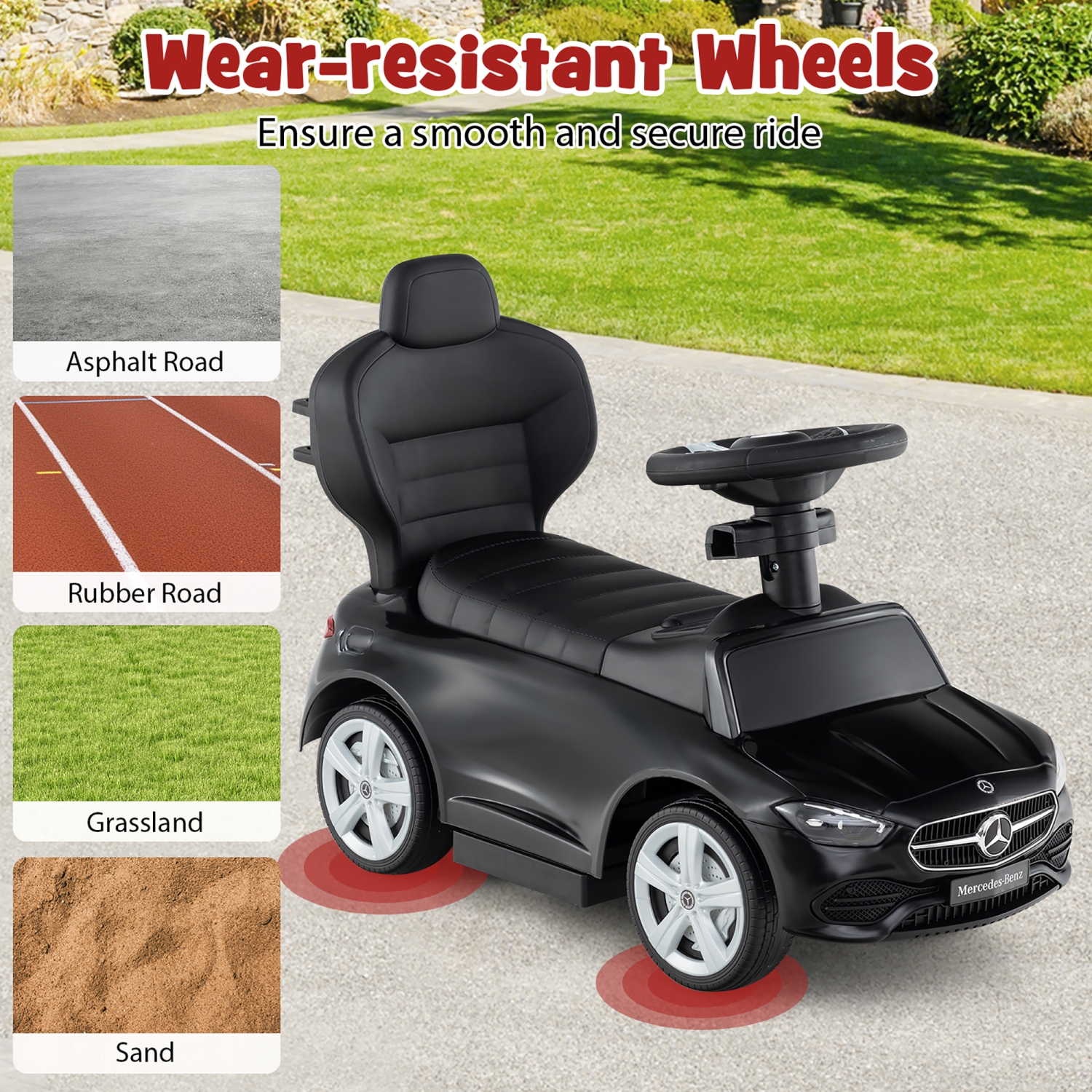 Gymax 3-in-1 Toddler Push Car w/Adjustable Canopy Under Seat Storage Realistic Sounds