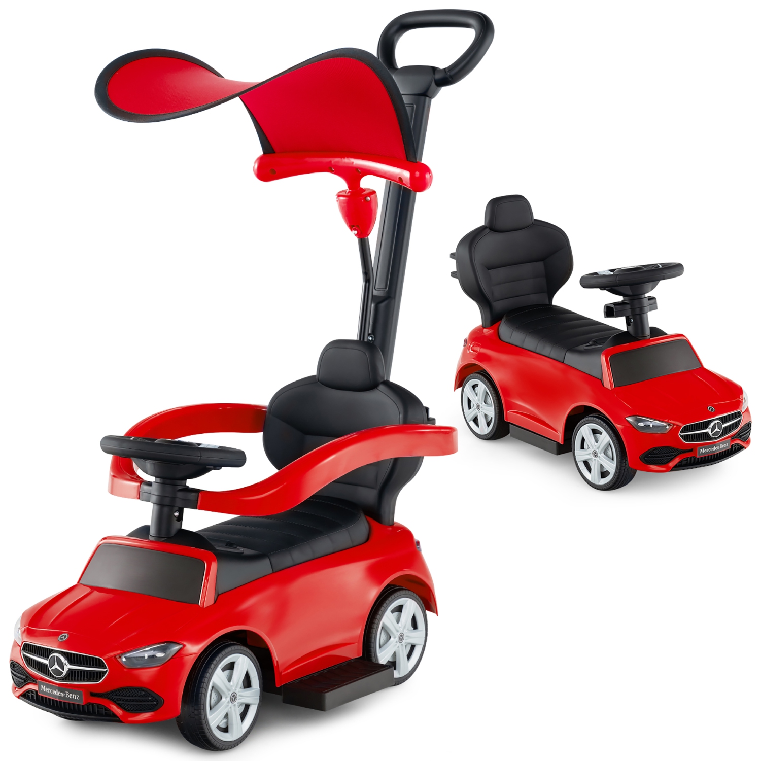Gymax 3-in-1 Toddler Push Car w/Adjustable Canopy Under Seat Storage Realistic Sounds