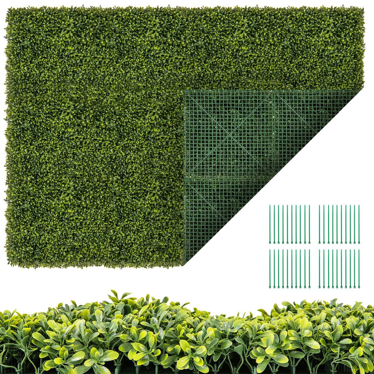 Gymax 12 PCS 20'' x 20'' Artificial Hedge Boxwood Panels w/ Decorative Grass Wall Panels