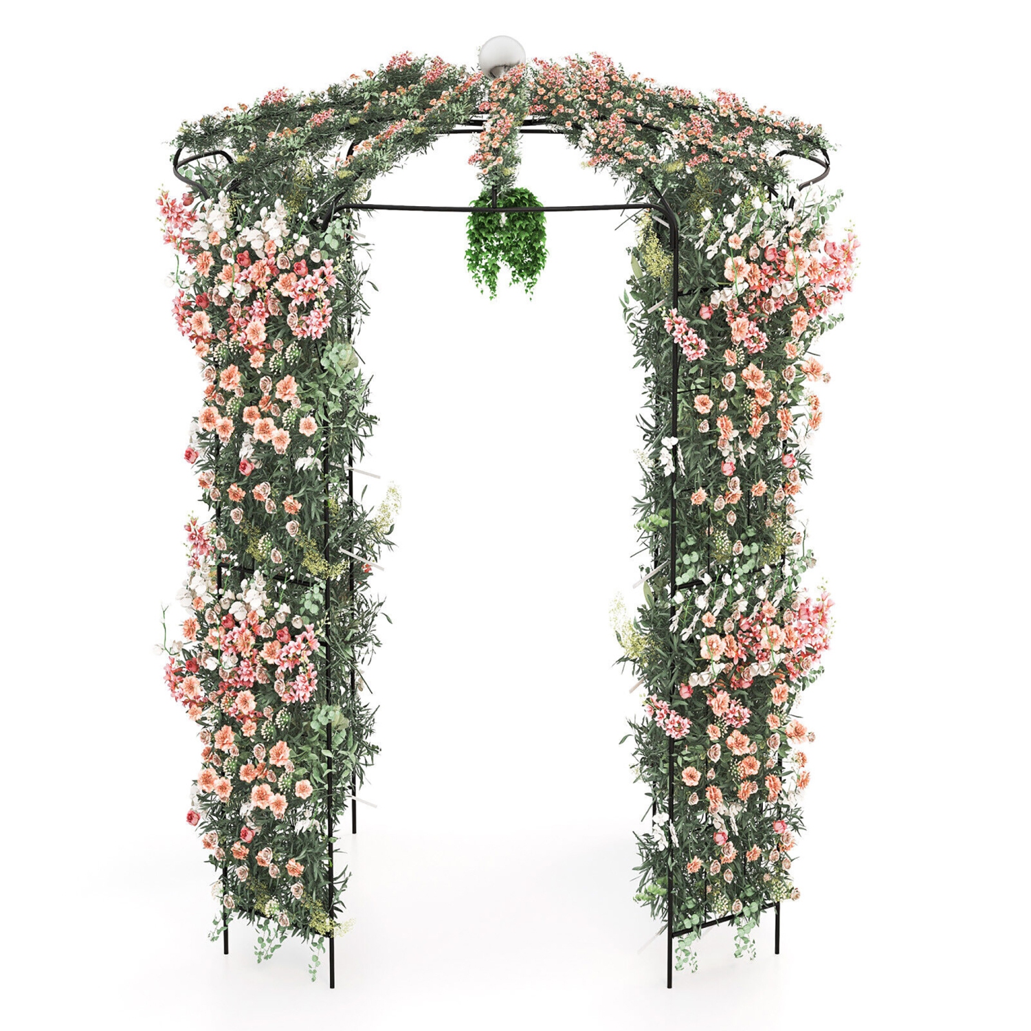 Gymax 9.4' High x 6.8' Wide Birdcage Shape Arch w/ Hanging Hook French Style Wedding