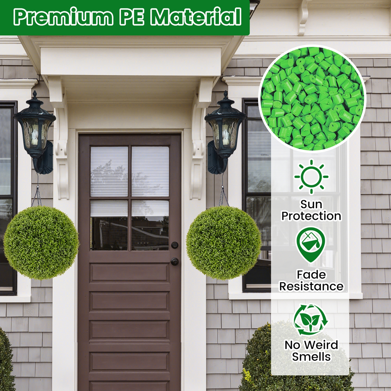 Gymax 2 PCS 20'' Faux Boxwood Topiary Balls w/ Sun-Protective PE Leaves Indoor Outdoor