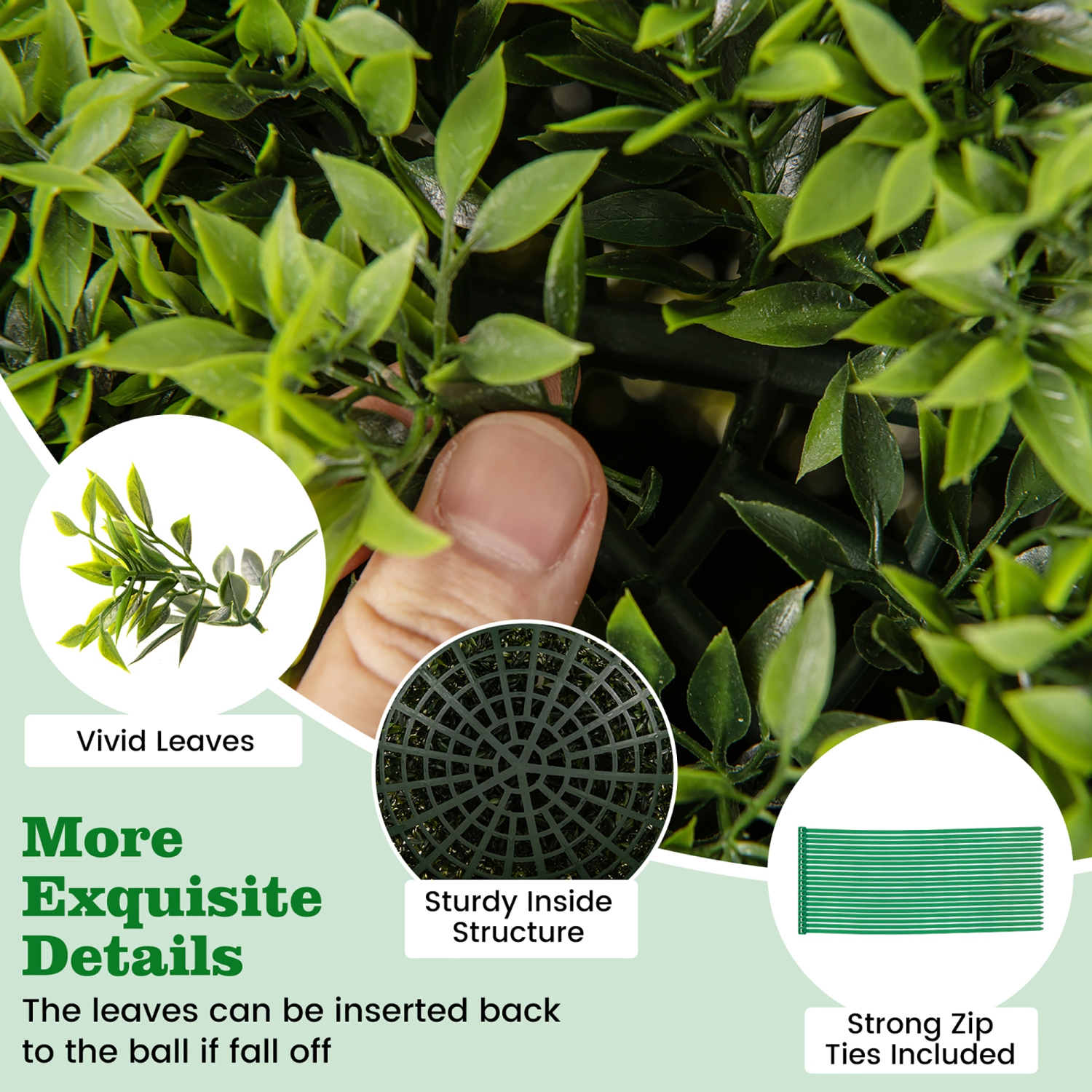 Gymax 2 PCS 20'' Faux Boxwood Topiary Balls w/ Sun-Protective PE Leaves Indoor Outdoor