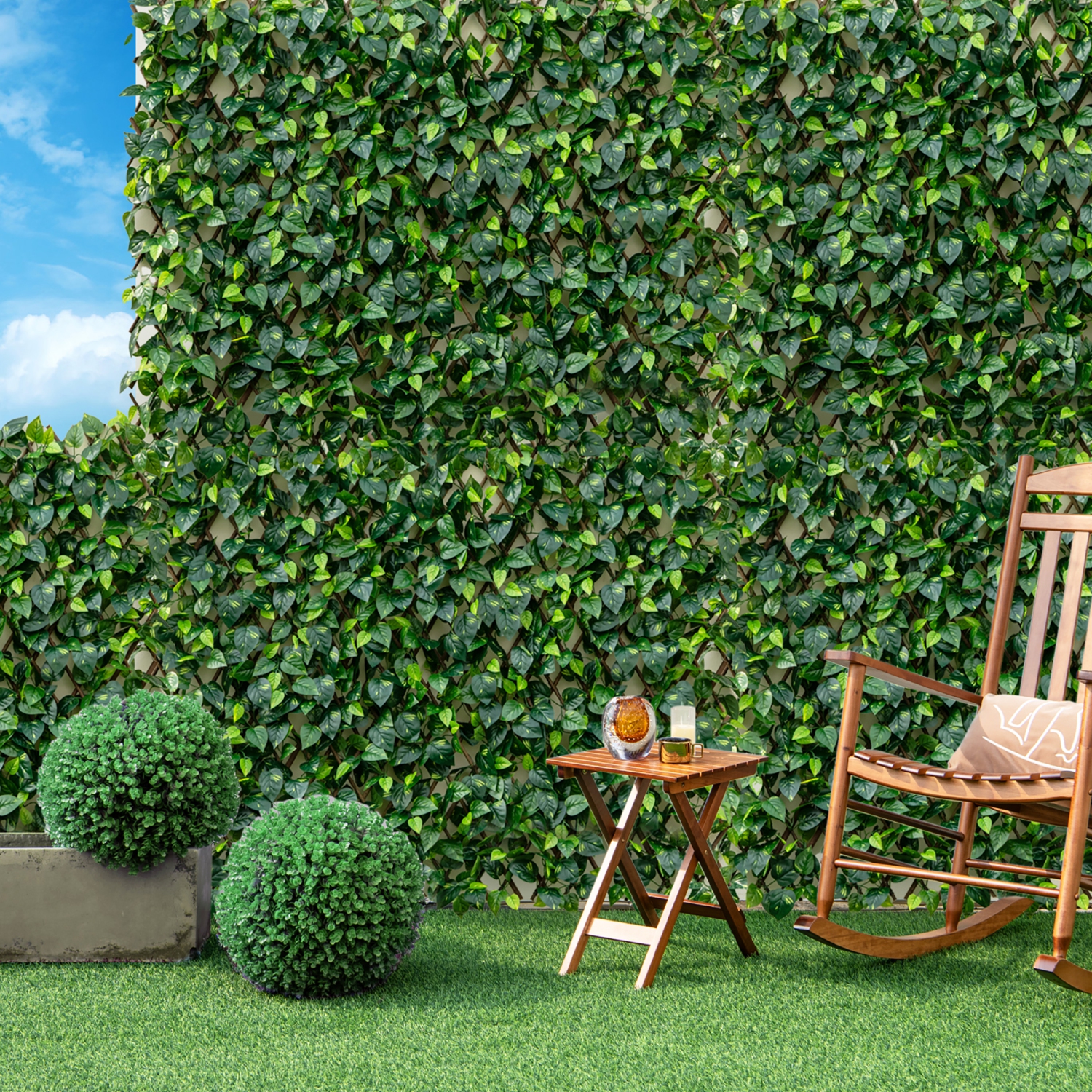 Gymax Expandable Fence Privacy Screen Decorative Faux Ivy Fencing Panel for Backdrop