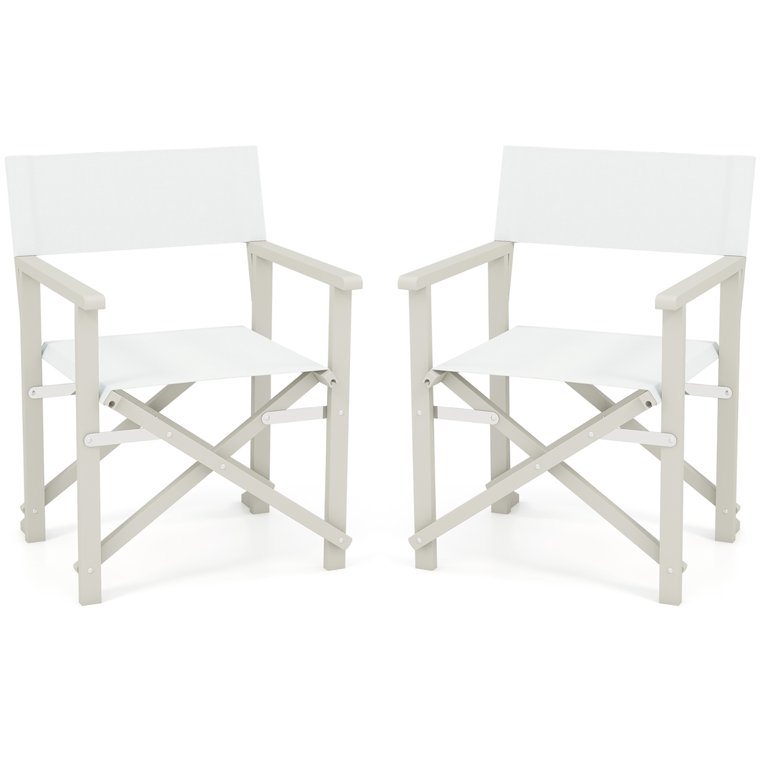Gymax 2PCS Folding Director Chair w/ Acacia Wood Frame & Machine Washable Oxford Fabric