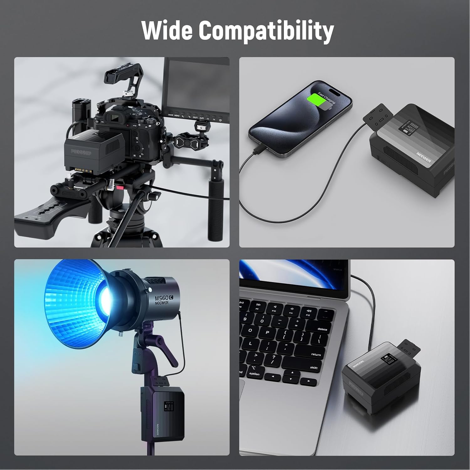 NEEWER Mini V Mount Battery PS099EP, 6800mAh 99Wh 14.5V V Lock Battery with 100W PD Fast Charging, Compatible with BMPCC 4k 6k Camcorder Camera