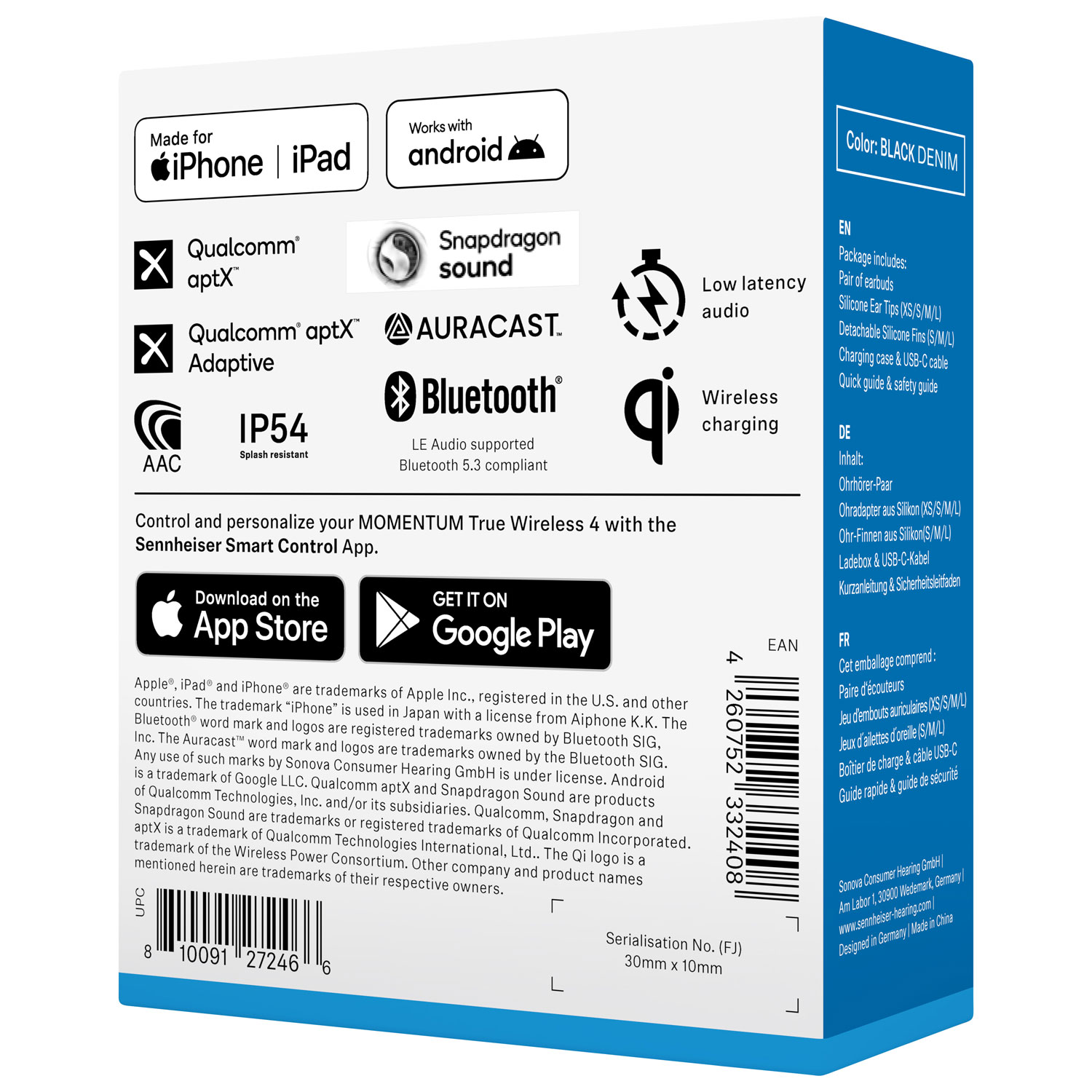 Sennheiser Momentum 4 In-Ear Noise Cancelling Truly Wireless Headphones - Denim