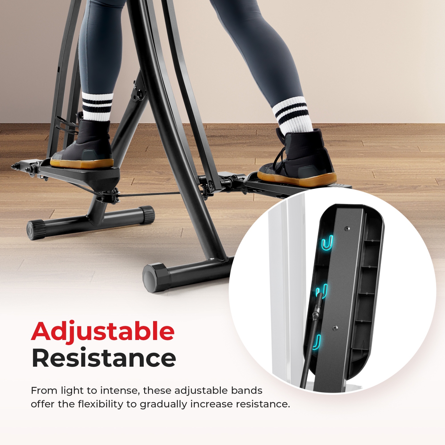 Exerciseur elliptique Smart Air Walk de Sunny Health & Fitness avec moniteur Performance LCD, faible impact, bande de 30&nbsp;po et application