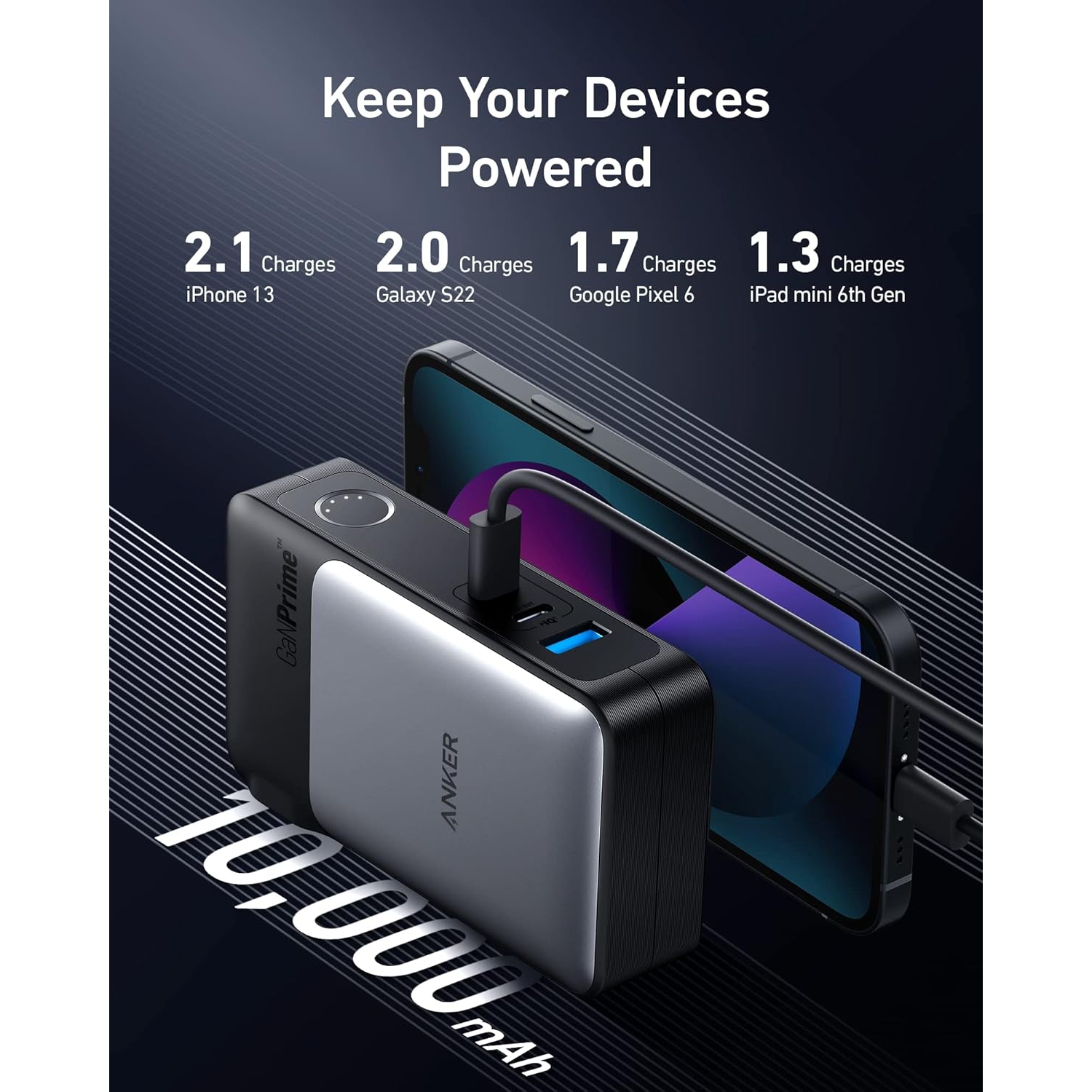 Anker GaNPrime Power Bank, 2-in-1 Hybrid Charger, 10,000 mAh