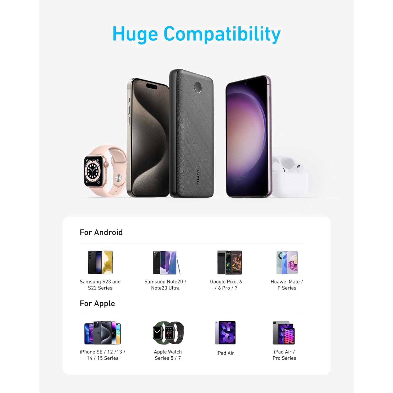 Anker Power Bank, 20,000mAh Portable Charger with Built-in USB-C Cable, 87W Max Fast Charging Battery Pack for Laptop, 2 USB-C and 1 USB-A