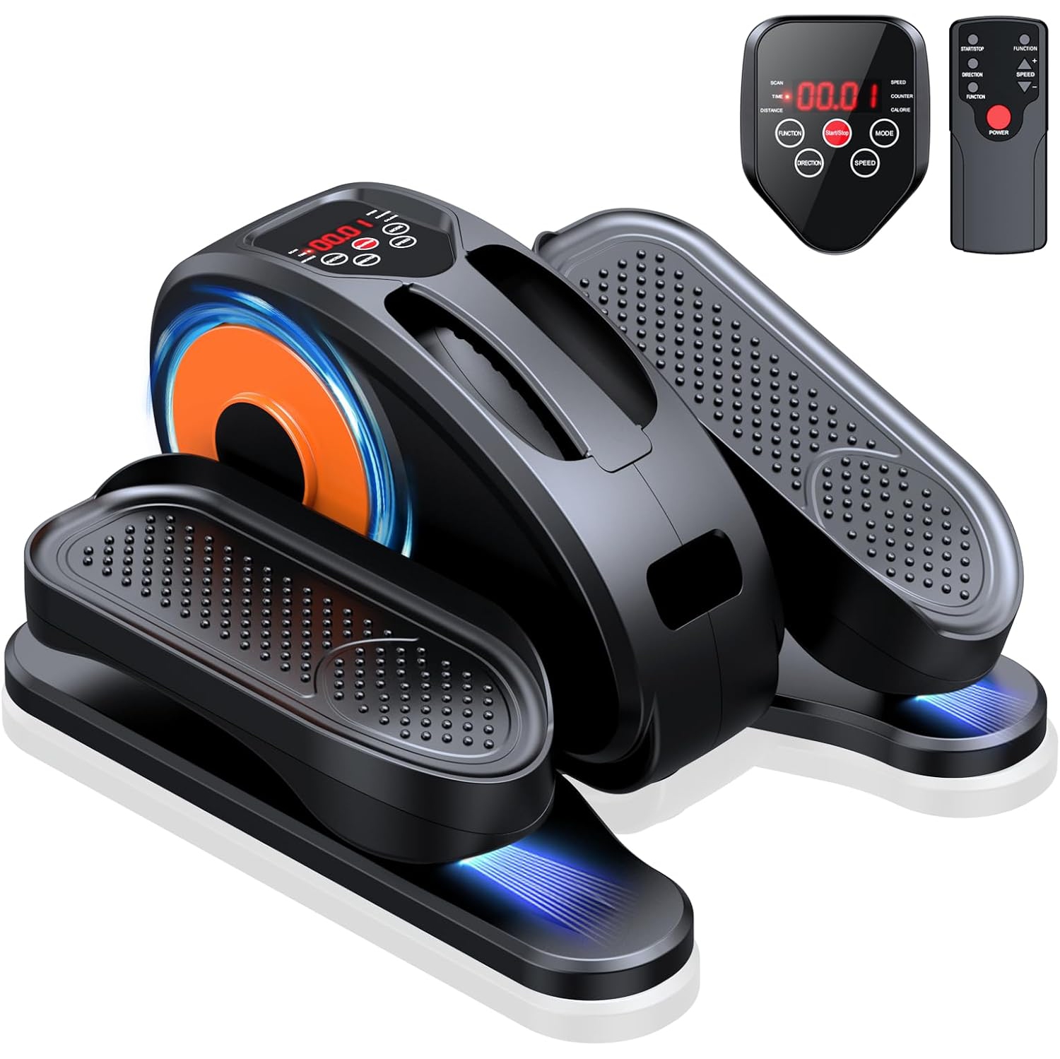 Remis à neuf - Appareil elliptique sous le bureau Gugttr, exerciseur électrique à pédales assis, orange