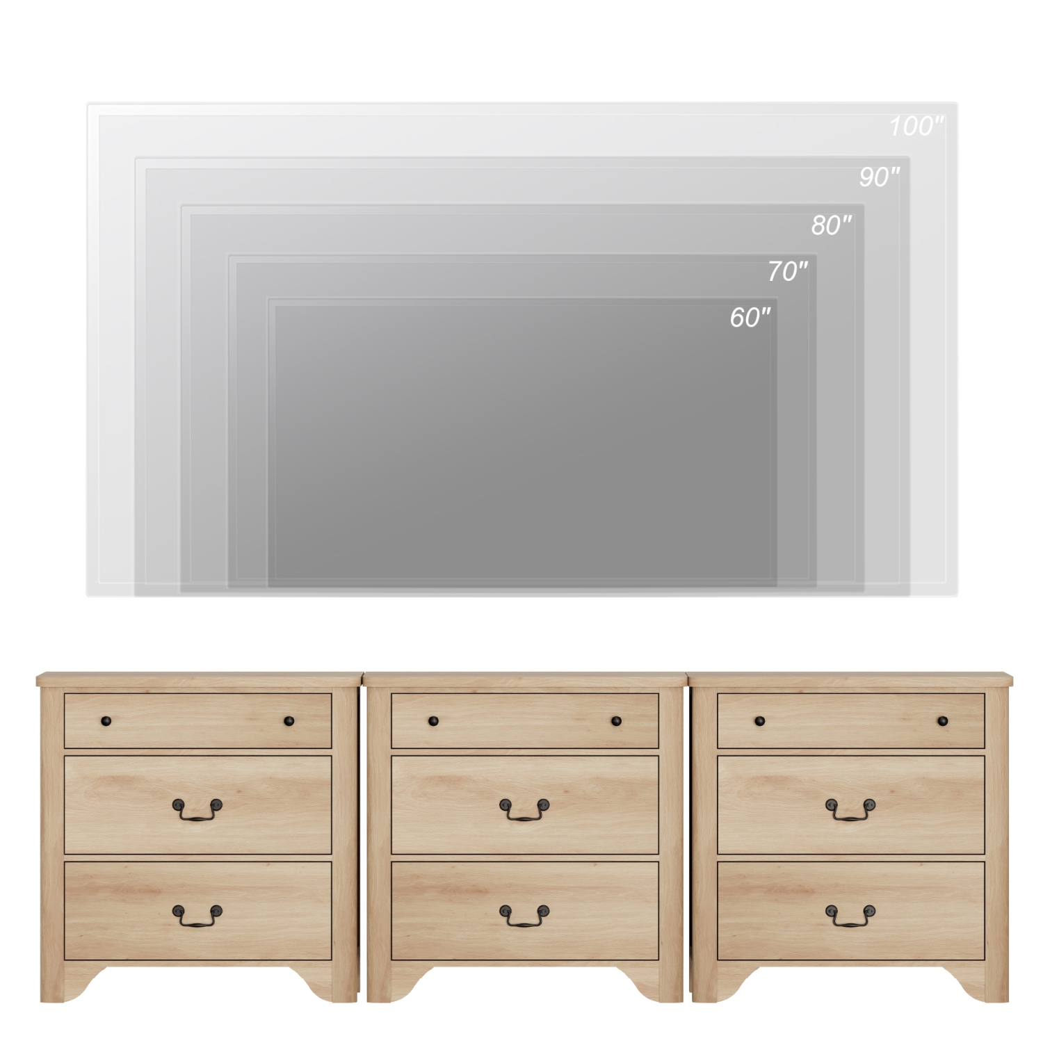 Commode à 9 tiroirs WAMPAT pour chambre à coucher, commode Farmhouse de 94,5&nbsp;po de largeur en chêne avec large commode à tiroirs, armoire de