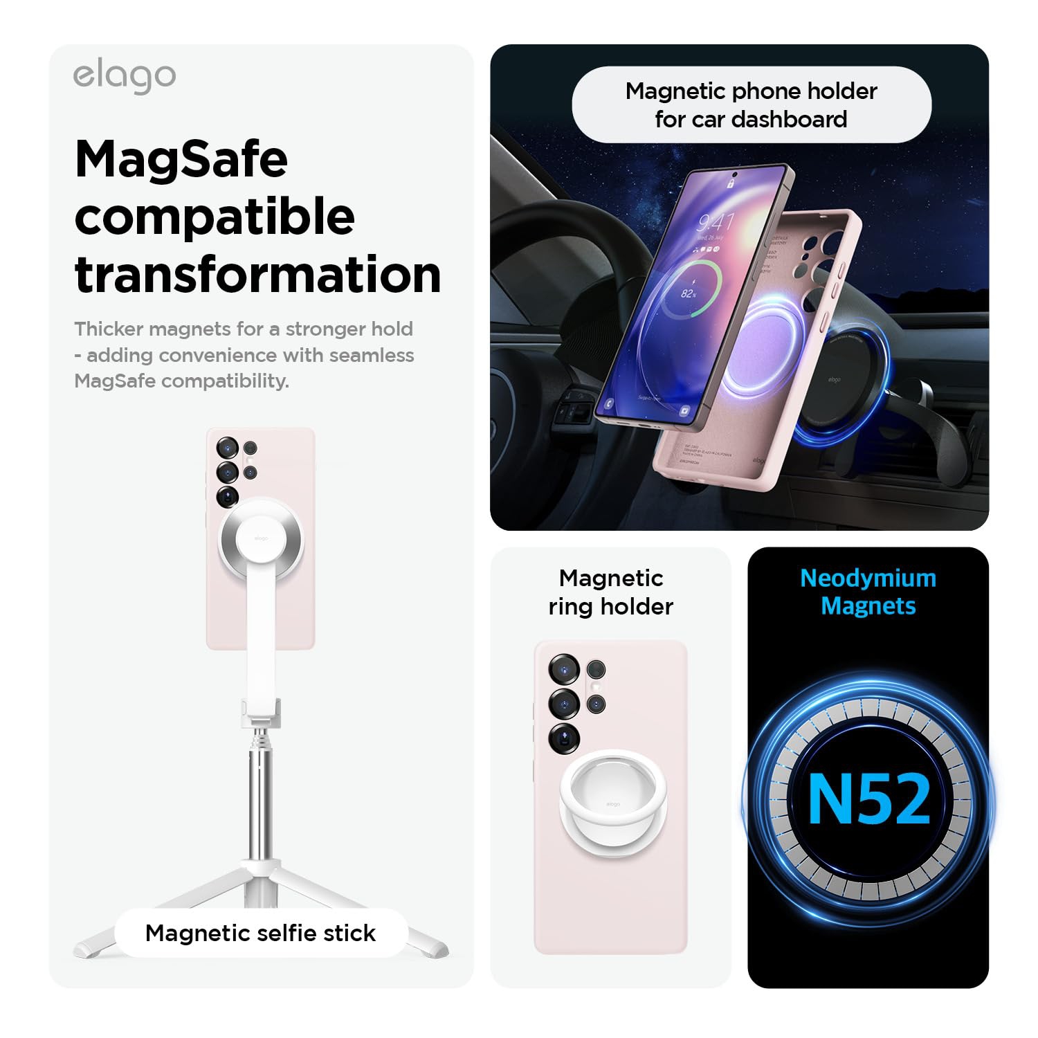 Elago compatible avec Samsung Galaxy S25 Ultra étui, étui magnétique en silicone, pour accessoires MagSafe, couverture de protection, antichoc,