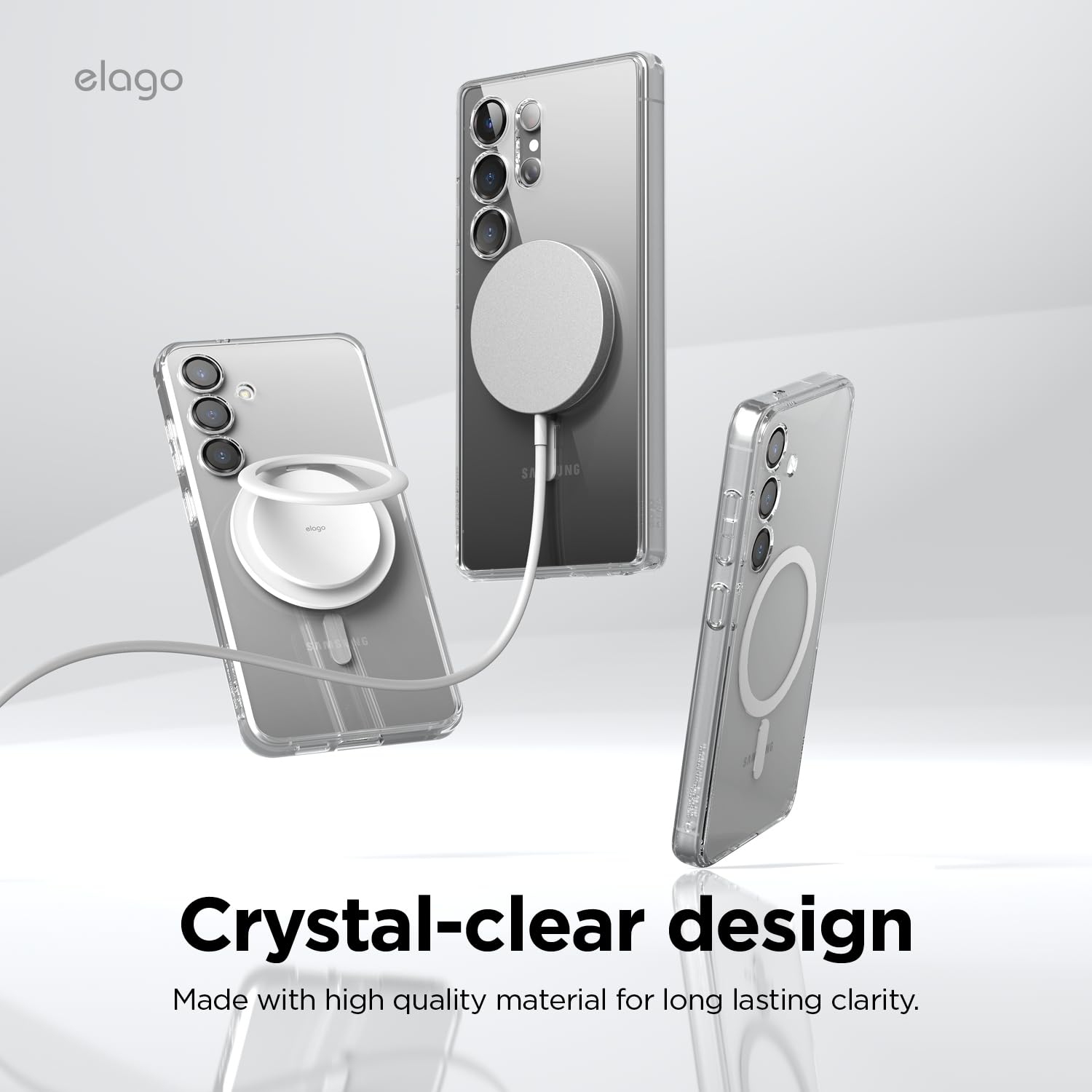 elago Compatible with Samsung Galaxy S25 Case - Magnetic Hybrid Clear Case, Precise Camera Cutouts, Strong Magnetism, Protective Cover, Shockproof