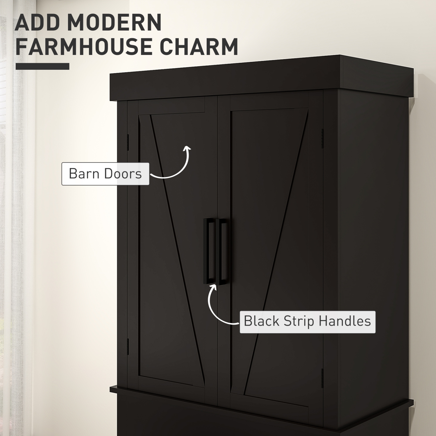 HOMCOM 72" Tall Kitchen Pantry Cabinet, Farmhouse Style Buffet Storage Cabinet, Freestanding, 4 Doors, 5-Tier Shelving, Drawer, Adjustable Shelves,