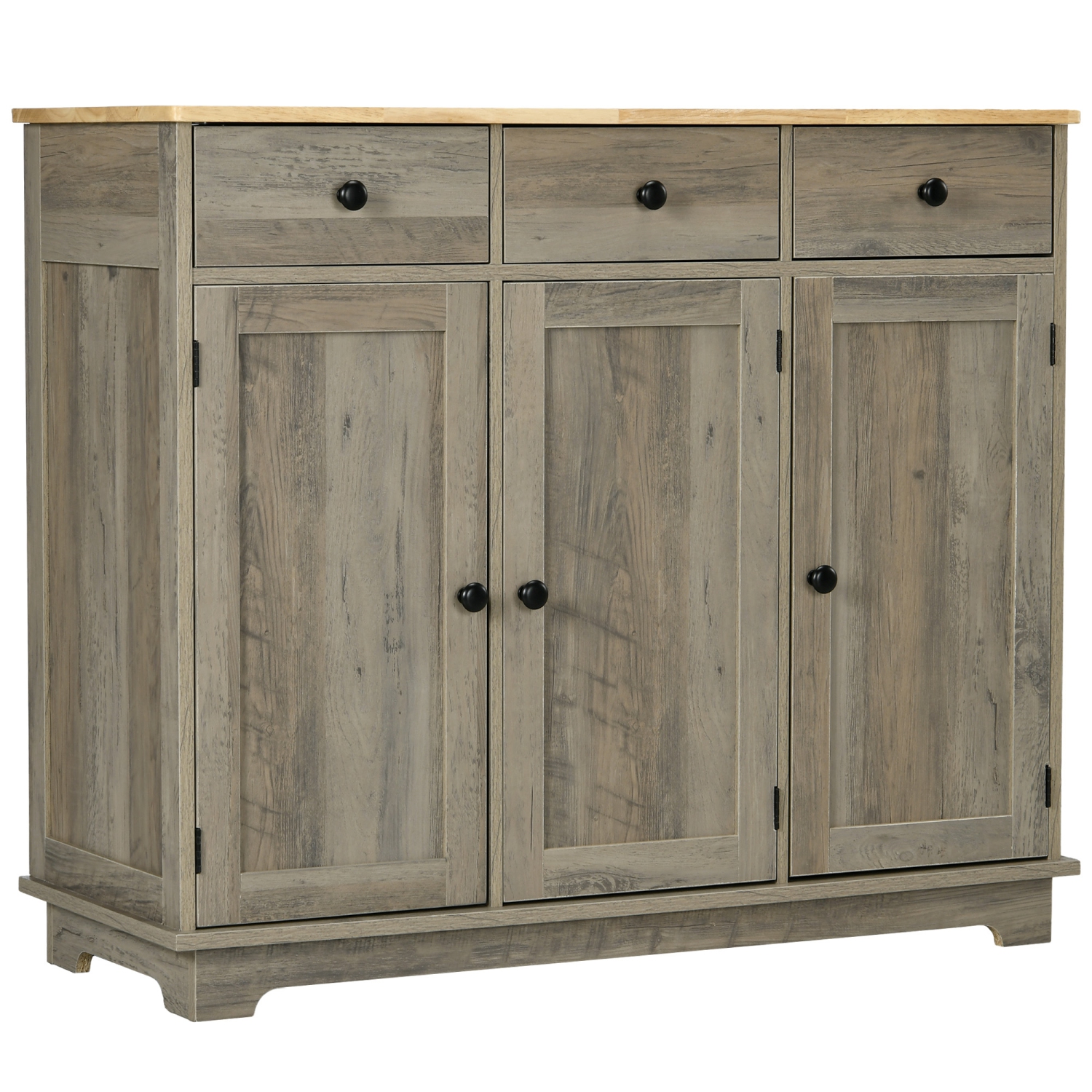 HOMCOM Sideboard Buffet Cabinet with Storage, 40" Kitchen Cabinet with Adjustable Shelves, 3 Drawers and 3 Doors, Coffee Bar Cabinet with Rubberwood