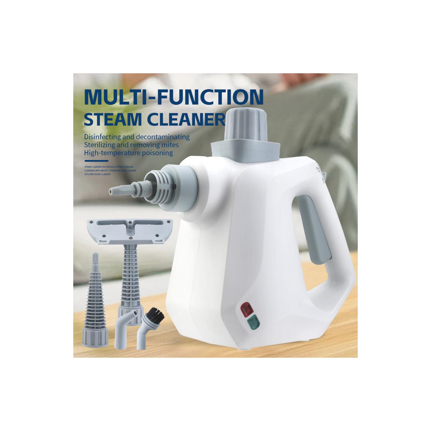 Handheld Steam Cleaner, Steamer for Cleaning with Safe Lock and 10 Accessory Kit for Cleaning Floor, Upholstery, Couch, Grout & Car -White