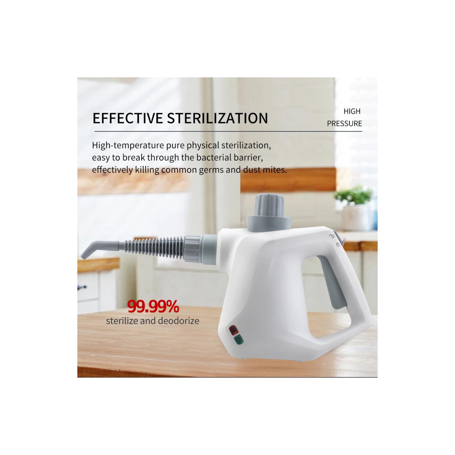 Handheld Steam Cleaner, Steamer for Cleaning with Safe Lock and 10 Accessory Kit for Cleaning Floor, Upholstery, Couch, Grout & Car -White