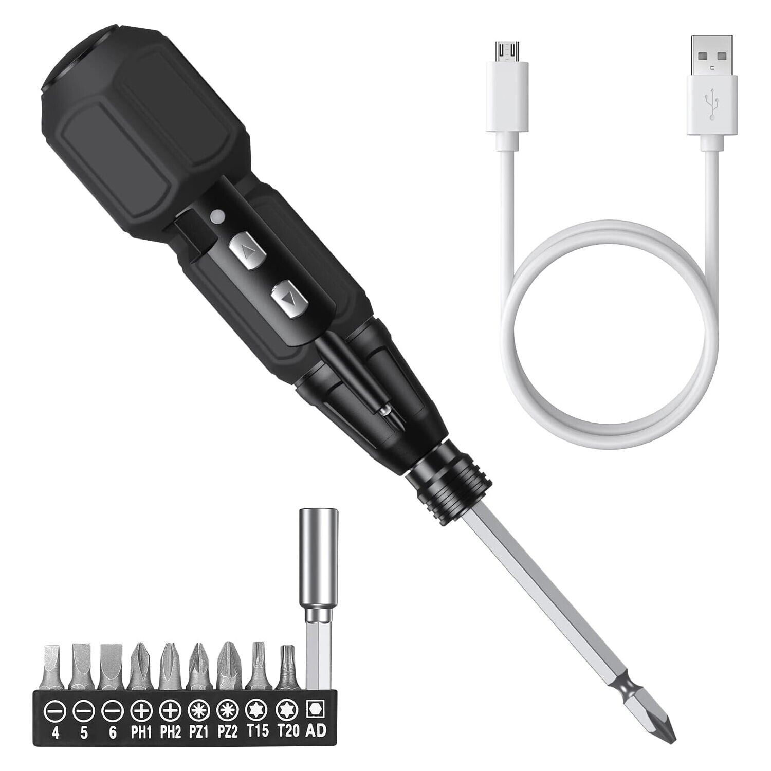 Electric Screwdriver Cordless, Rechargeable Electric Screwdriver Set with LED Lights, Charging Cable, for Phones,Toys, PC