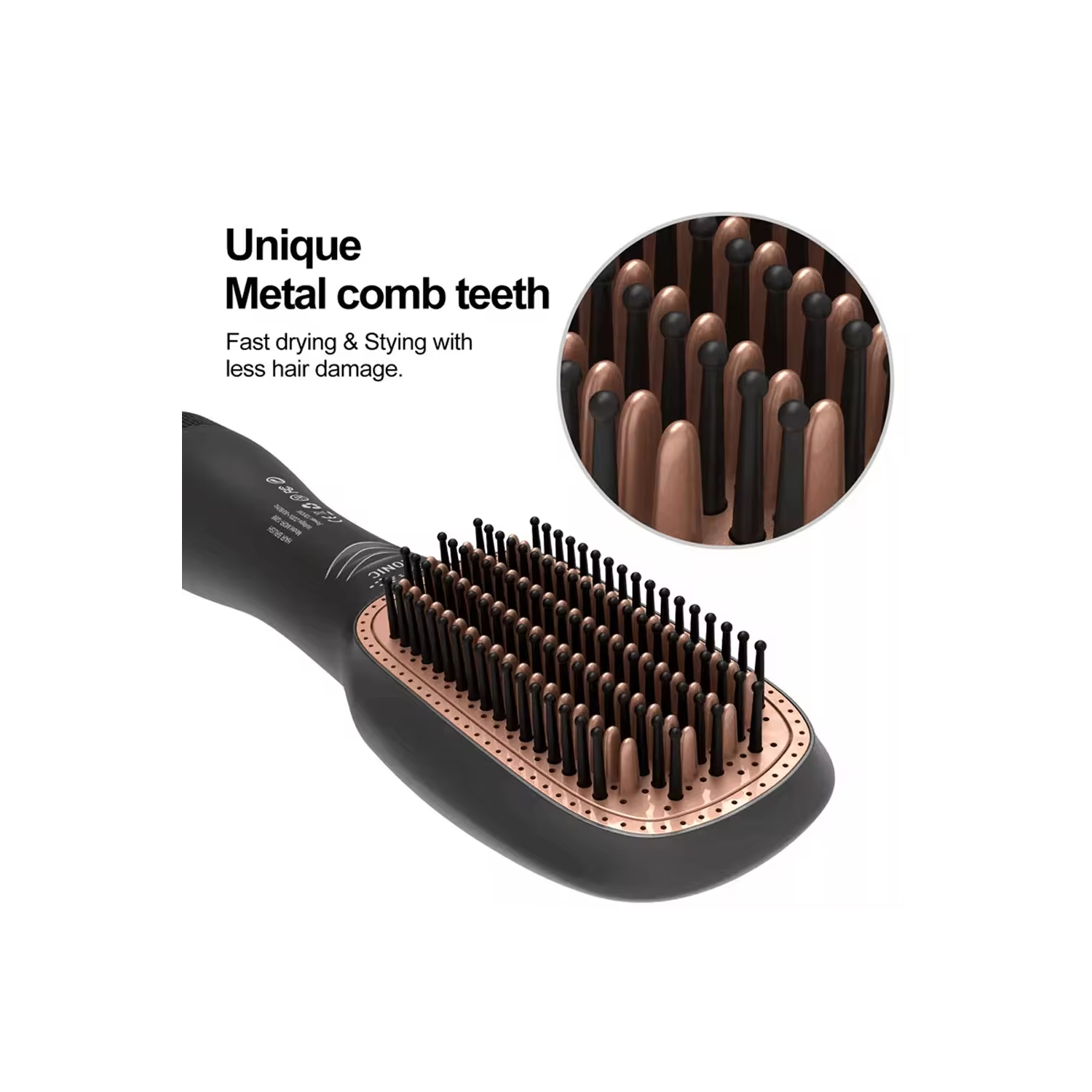 Hair Dryer Brush, Hair Straightener Brush with Negative Ionic Hot Comb Straightener, Hair Styling Tools for Women - Grey