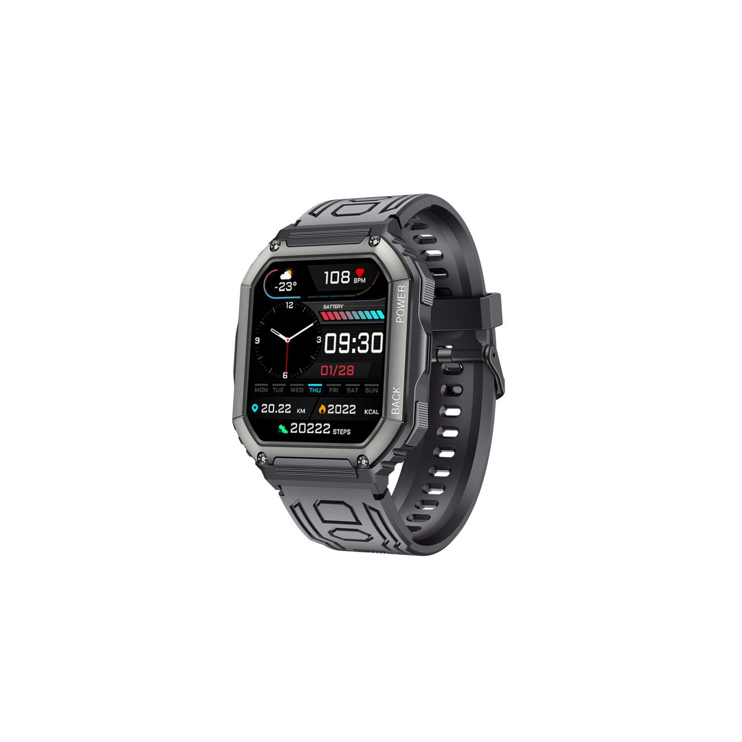 Montres intelligentes pour hommes, moniteur d'activité extérieur étanche avec appel Bluetooth - Gris