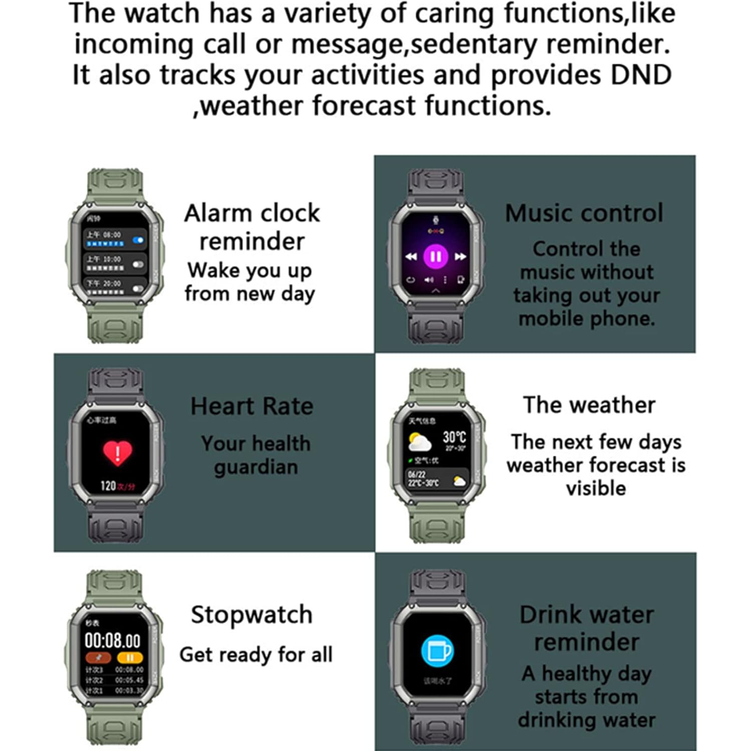 Montres intelligentes pour hommes, moniteur d'activité extérieur étanche avec appel Bluetooth - Gris